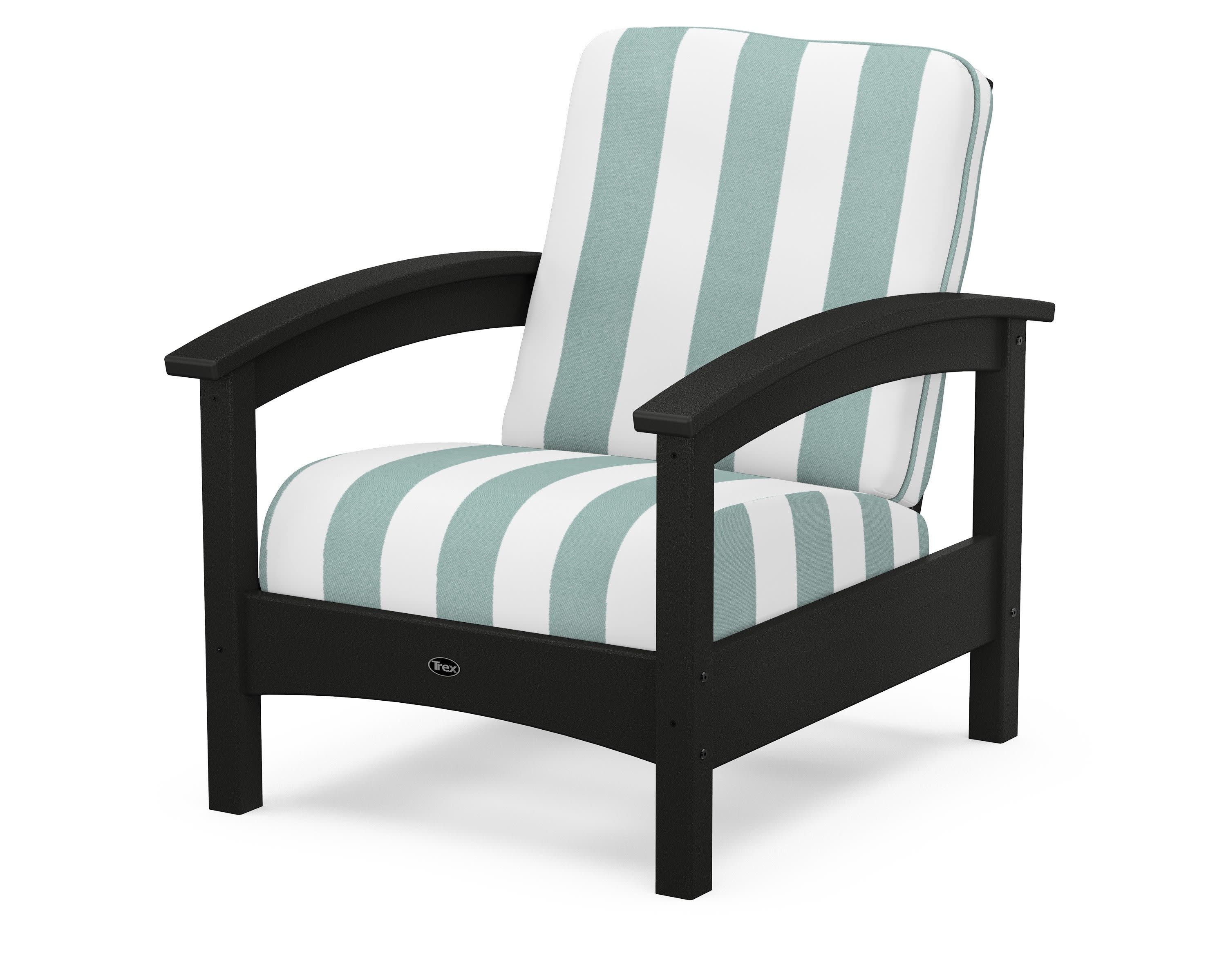 Rockport Club Chair in Charcoal Black / Cabana Stripe Glacier Spa