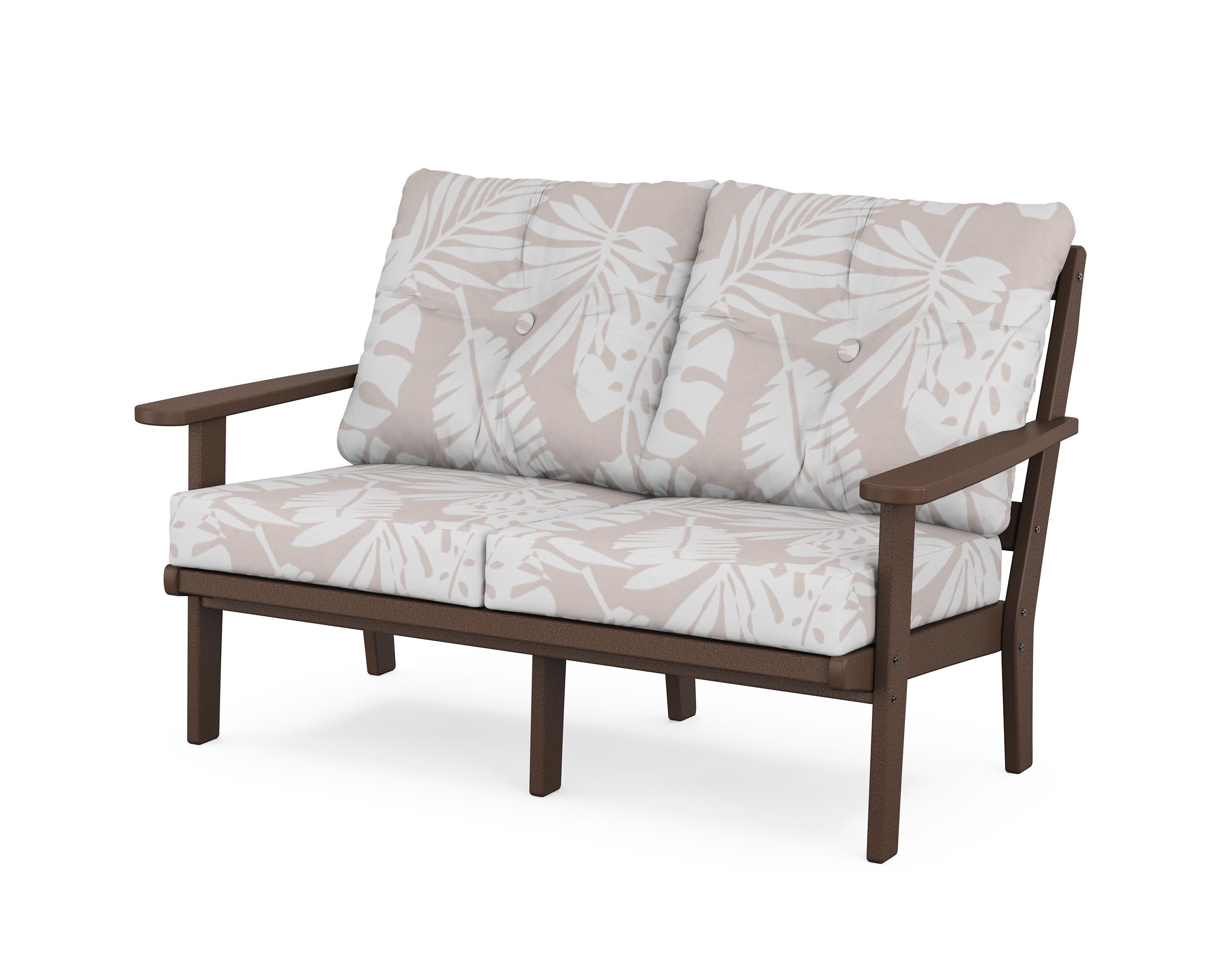 Cape Cod Deep Seating Loveseat in Vintage Lantern / Leaf Dune Burlap