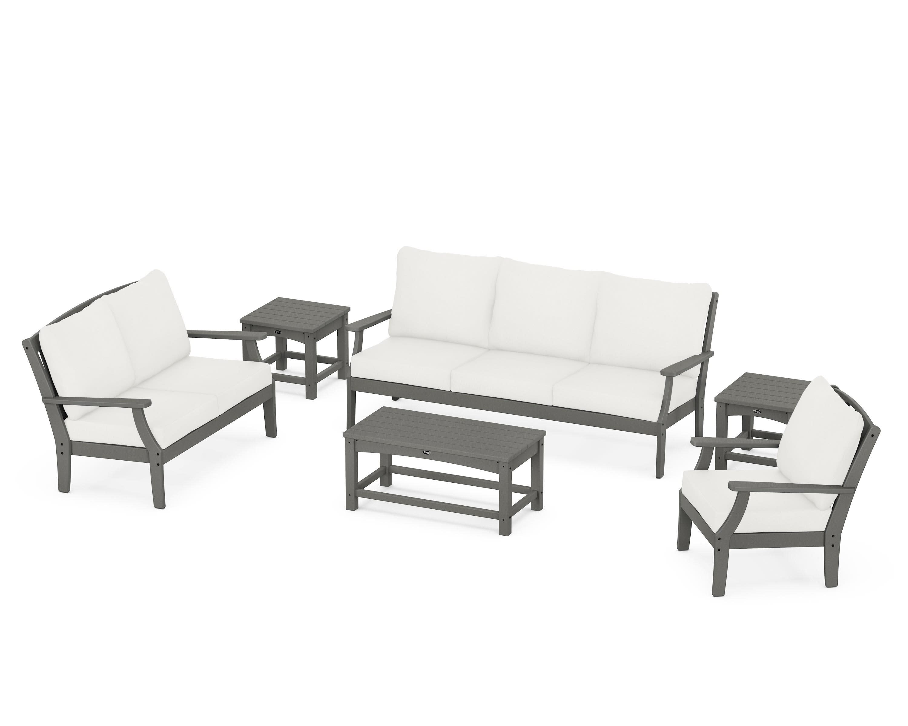 Yacht Club 6-Piece Deep Seating Set in Stepping Stone / Natural Linen
