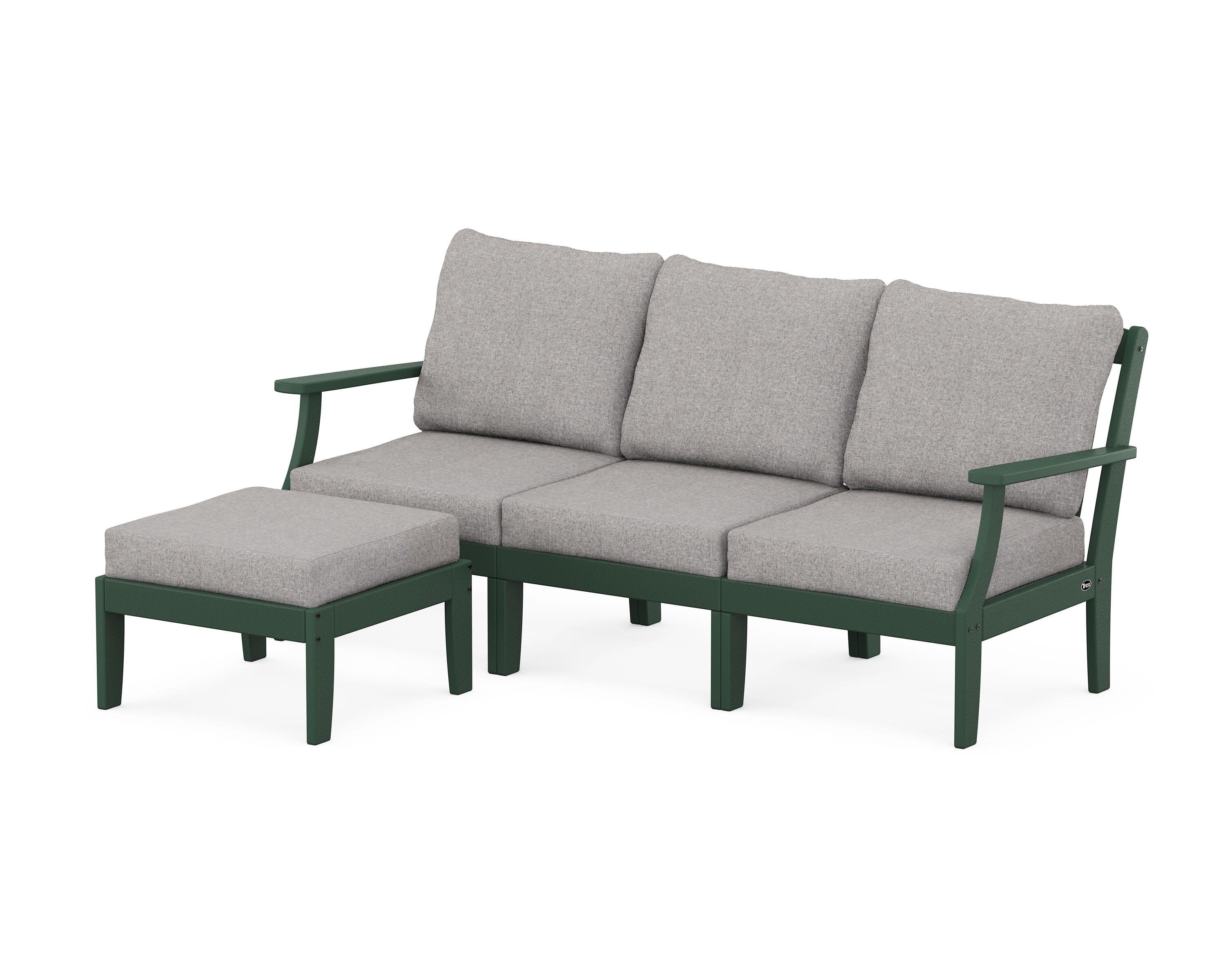 Yacht Club Modular 4-Piece Deep Seating Set with Ottoman in Rainforest Canopy / Grey Mist