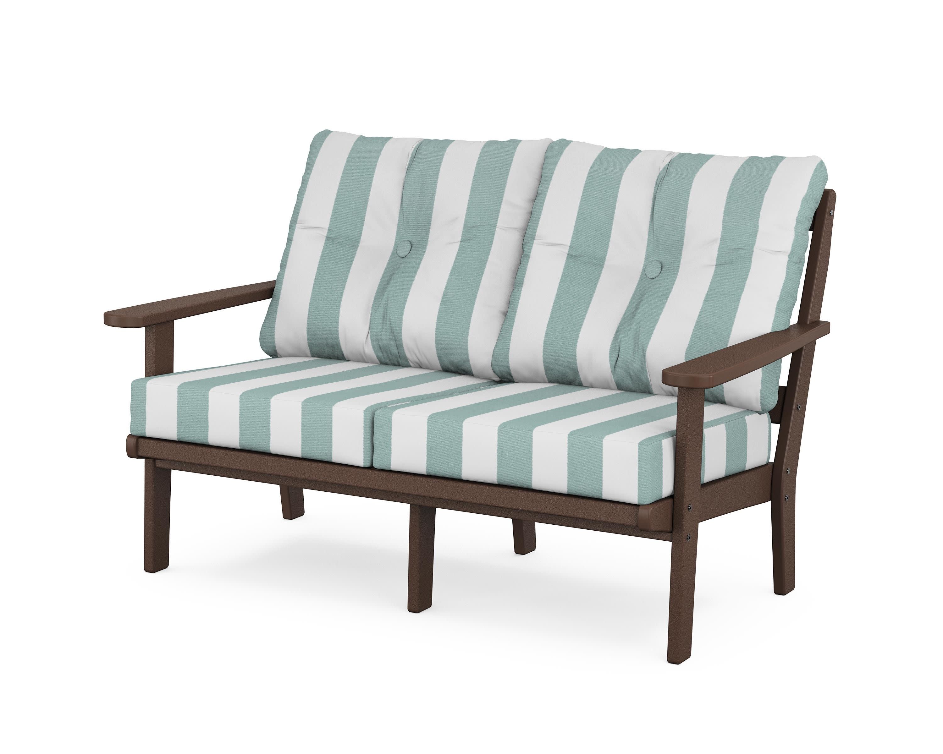 Cape Cod Deep Seating Loveseat in Vintage Lantern / Cabana Stripe Glacier Spa