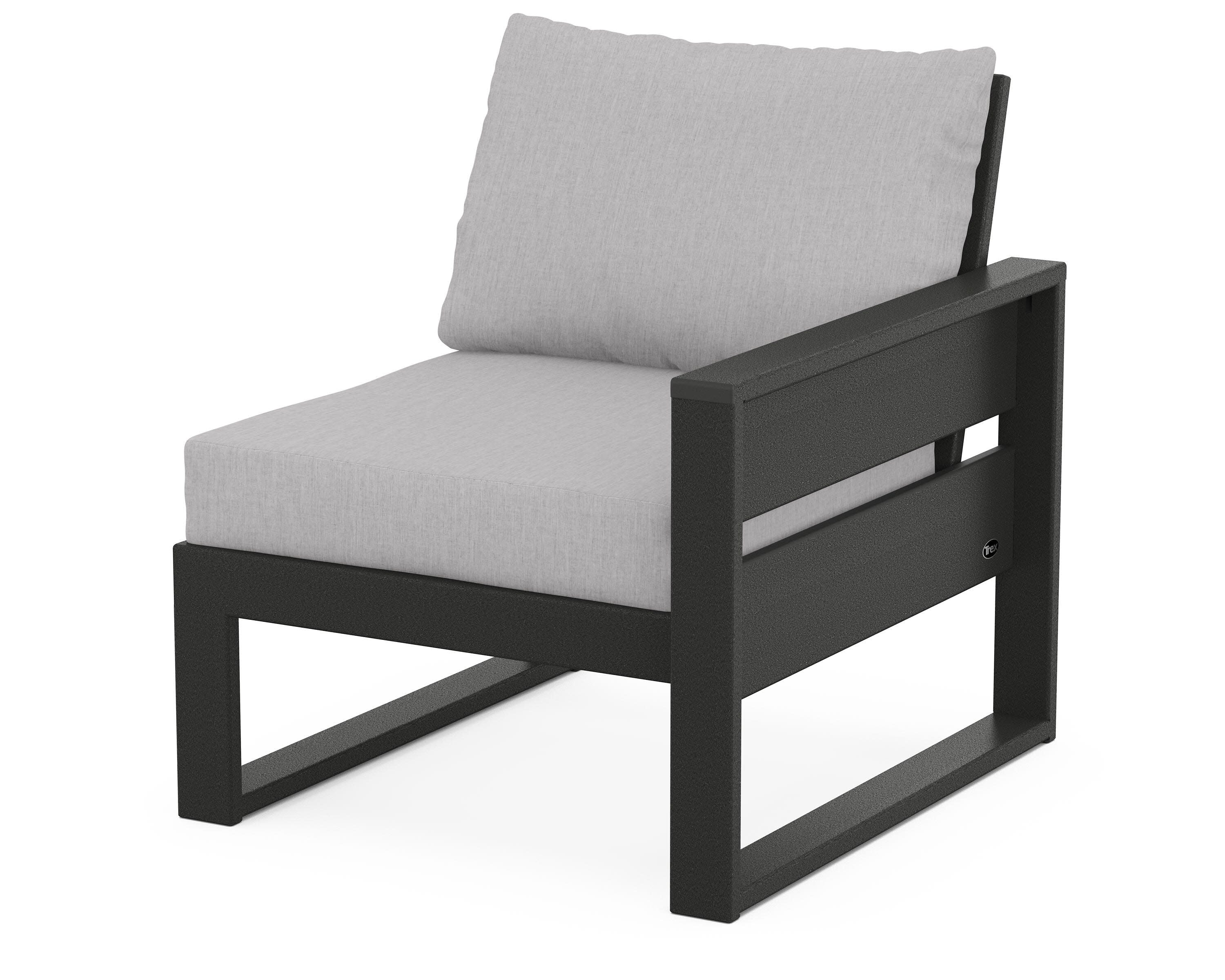 Eastport Modular Right Arm Chair in Charcoal Black / Granite