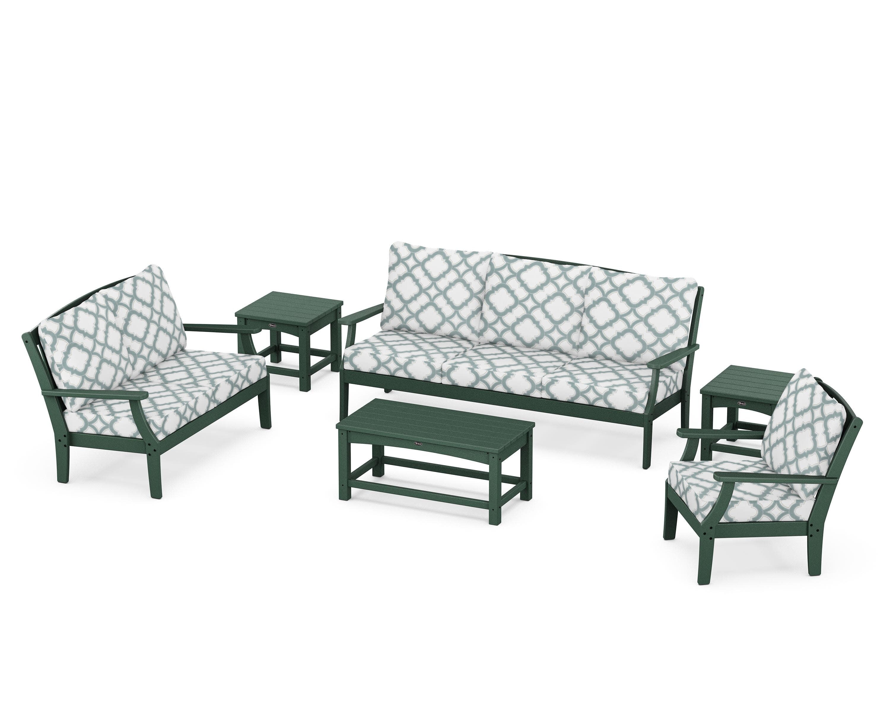 Yacht Club 6-Piece Deep Seating Set in Rainforest Canopy / Trellis Glacier Spa