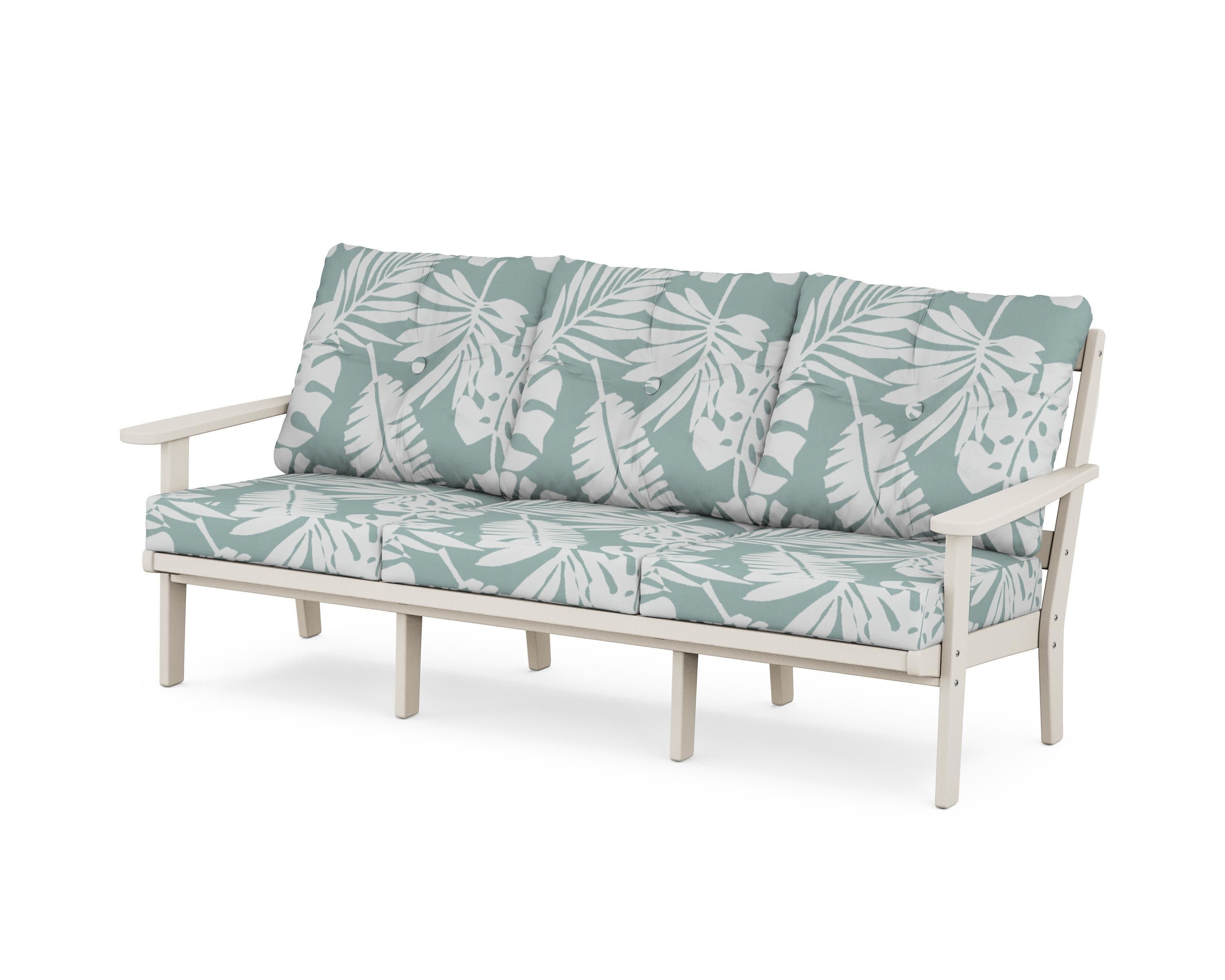Cape Cod Deep Seating Sofa in Sand Castle / Leaf Glacier Spa