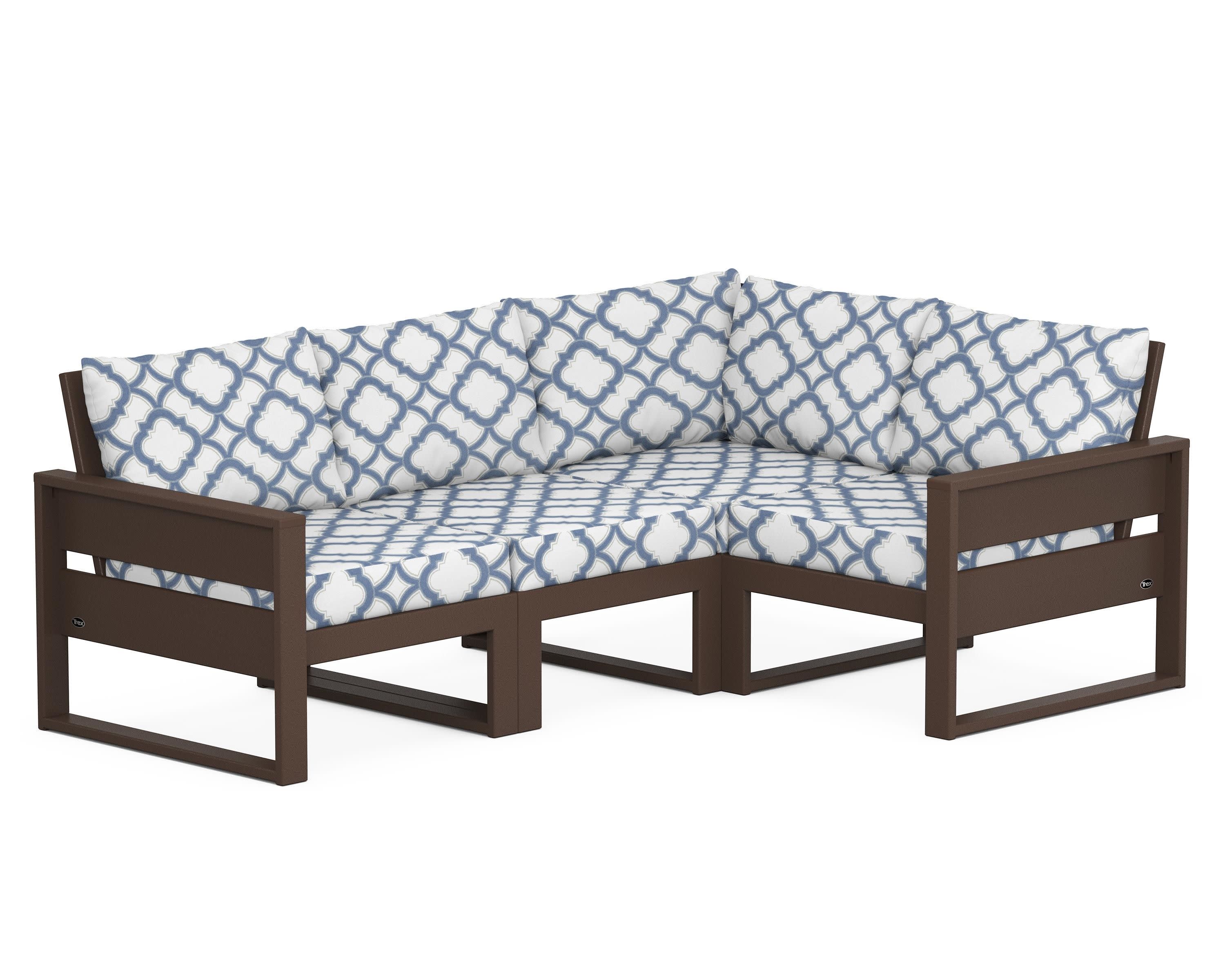 Eastport 4- Piece Sectional in Vintage Lantern / Trellis Sky Blue