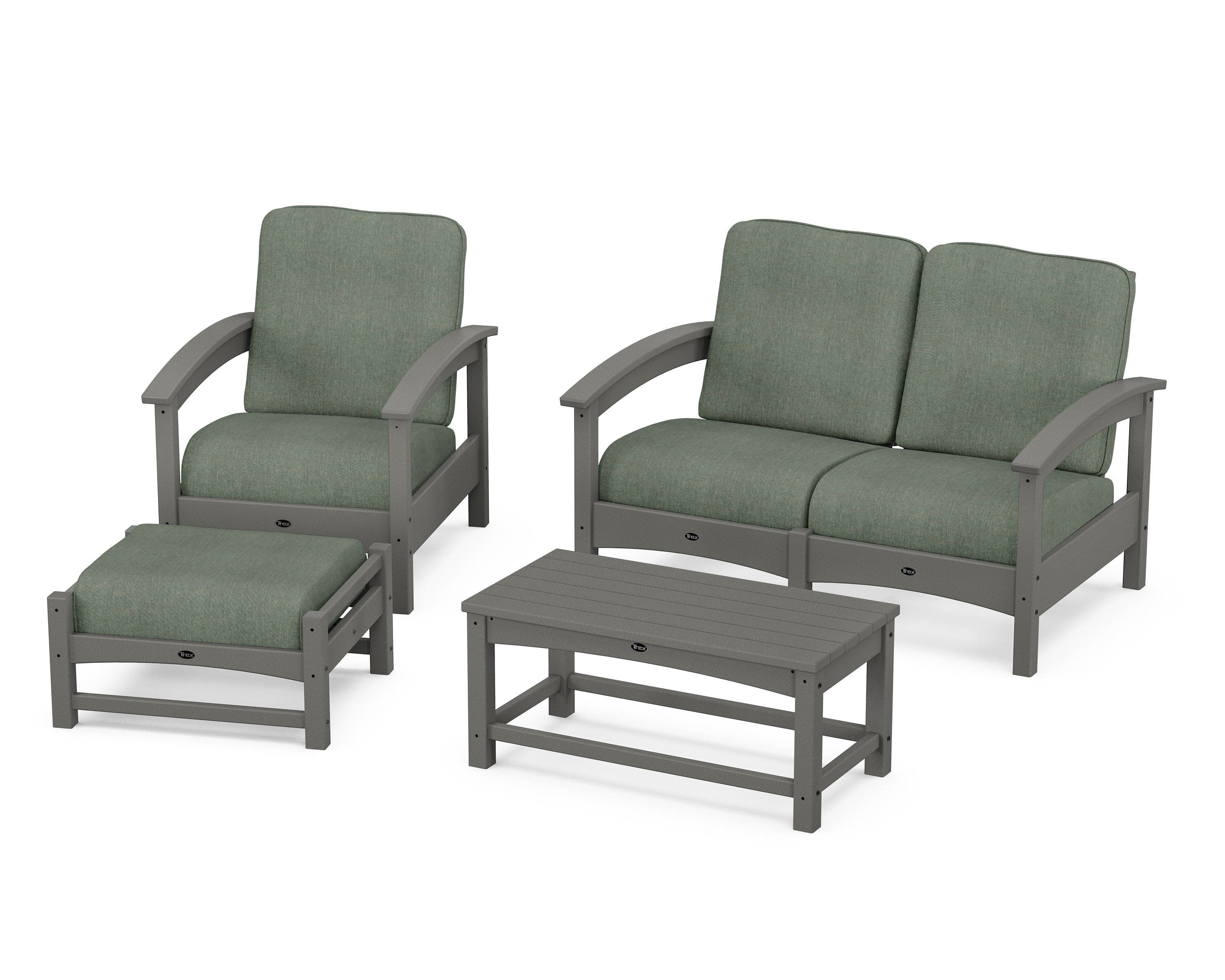 Rockport 4-Piece Deep Seating Conversation Group in Stepping Stone / Cast Sage