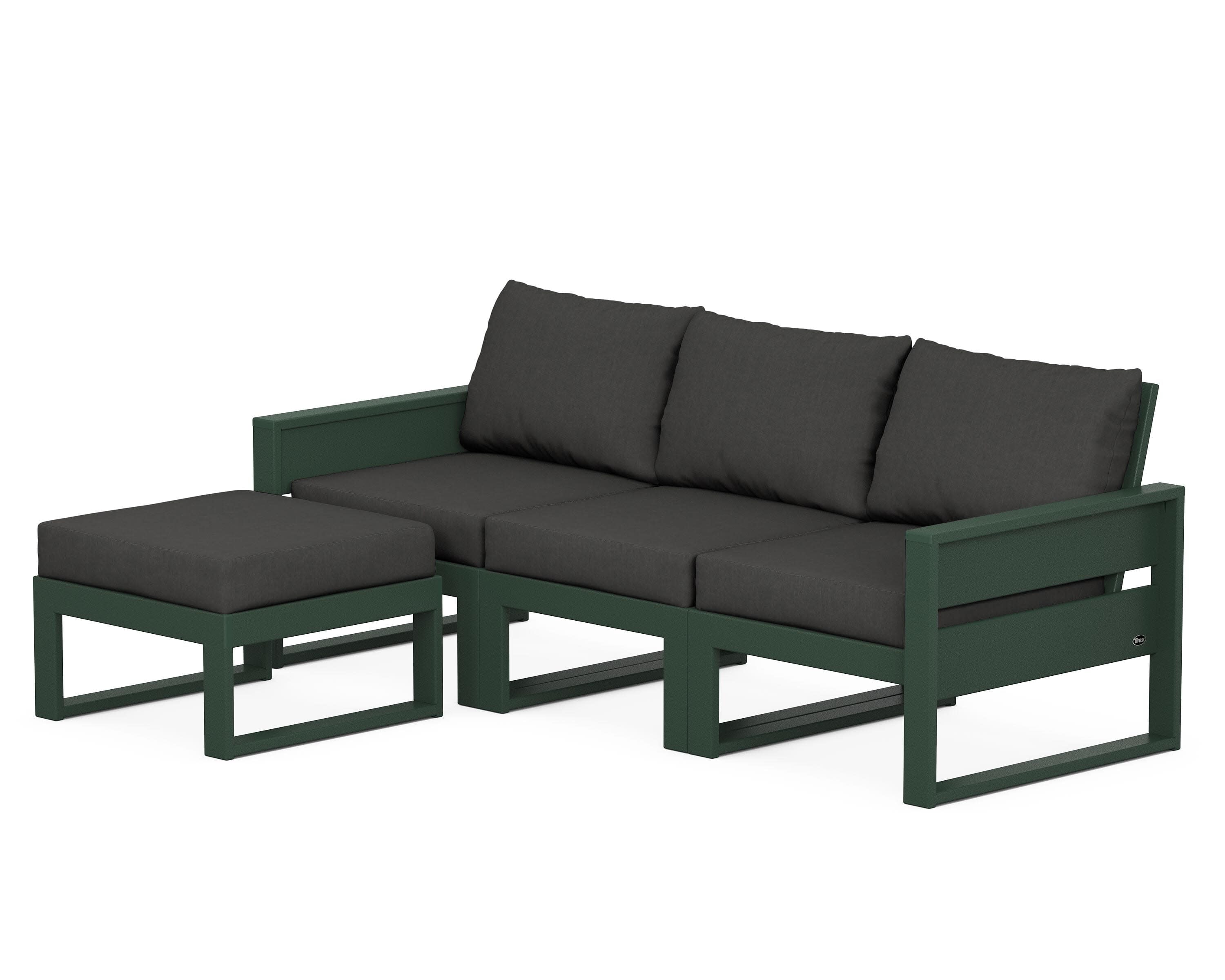 Eastport 4- Piece Sectional with Ottoman in Rainforest Canopy / Spectrum Carbon