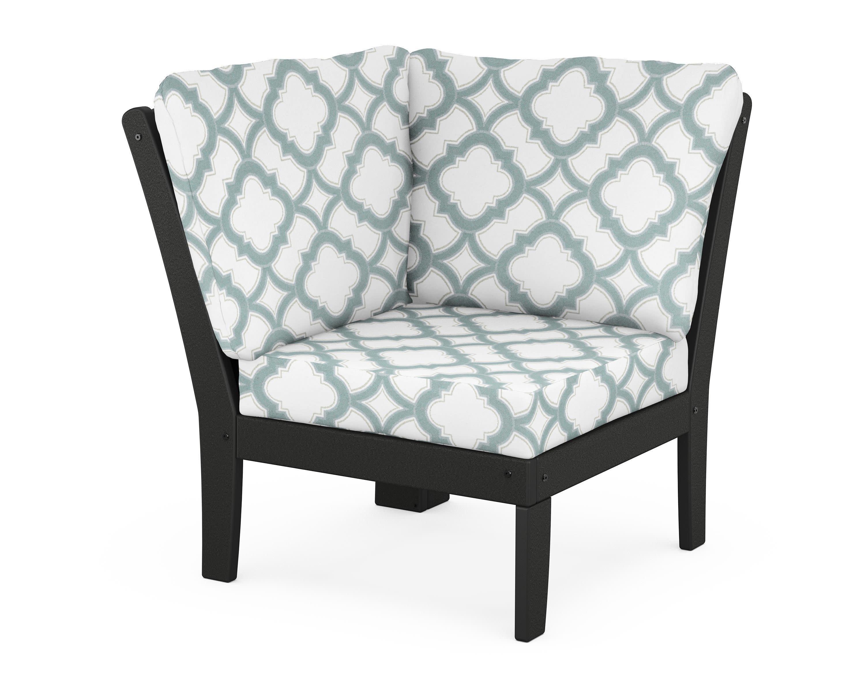 Yacht Club Modular Corner Chair in Charcoal Black / Trellis Glacier Spa