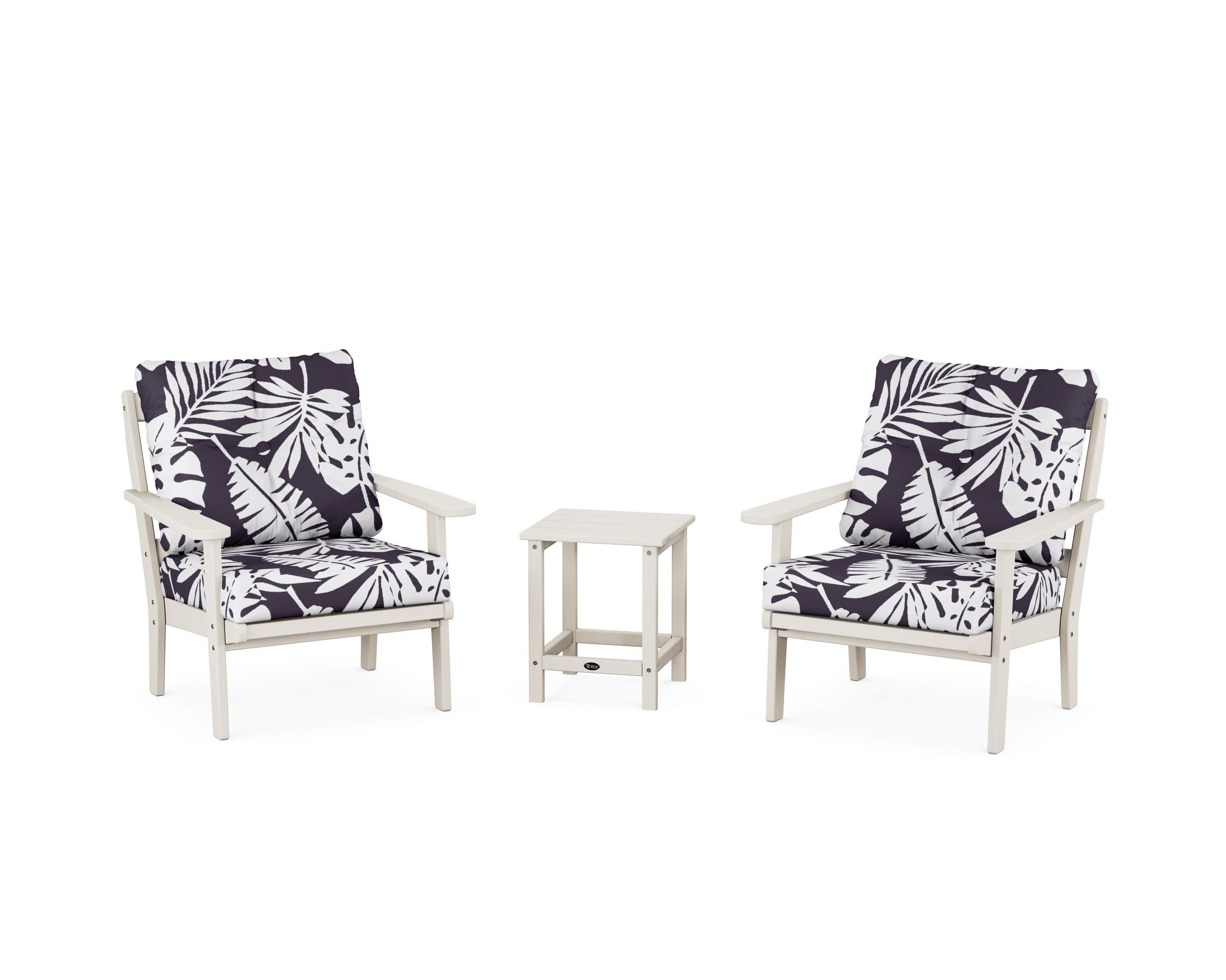 Cape Cod 3-Piece Deep Seating Set in Sand Castle / Leaf Navy
