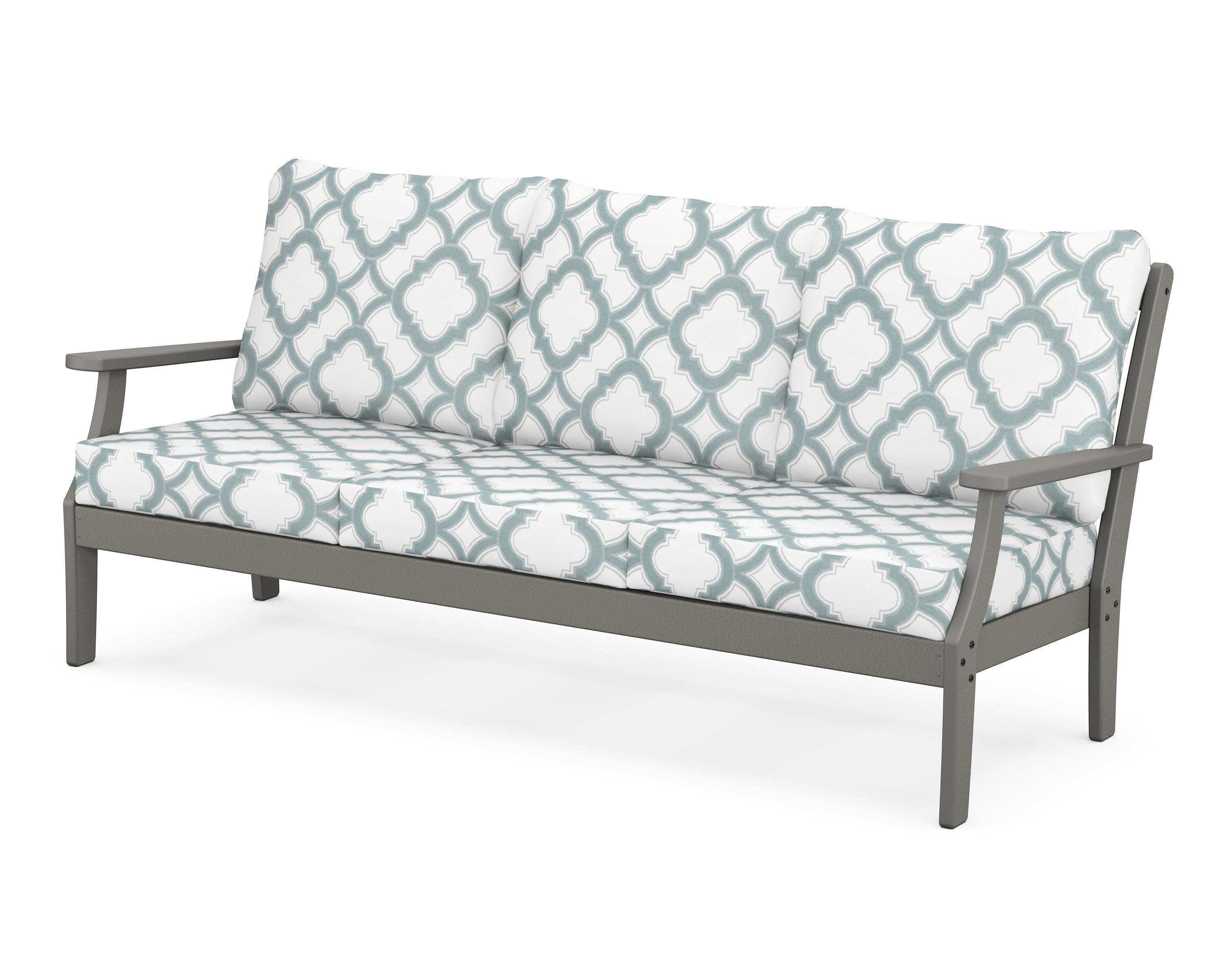 Yacht Club Deep Seating Sofa in Stepping Stone / Trellis Glacier Spa
