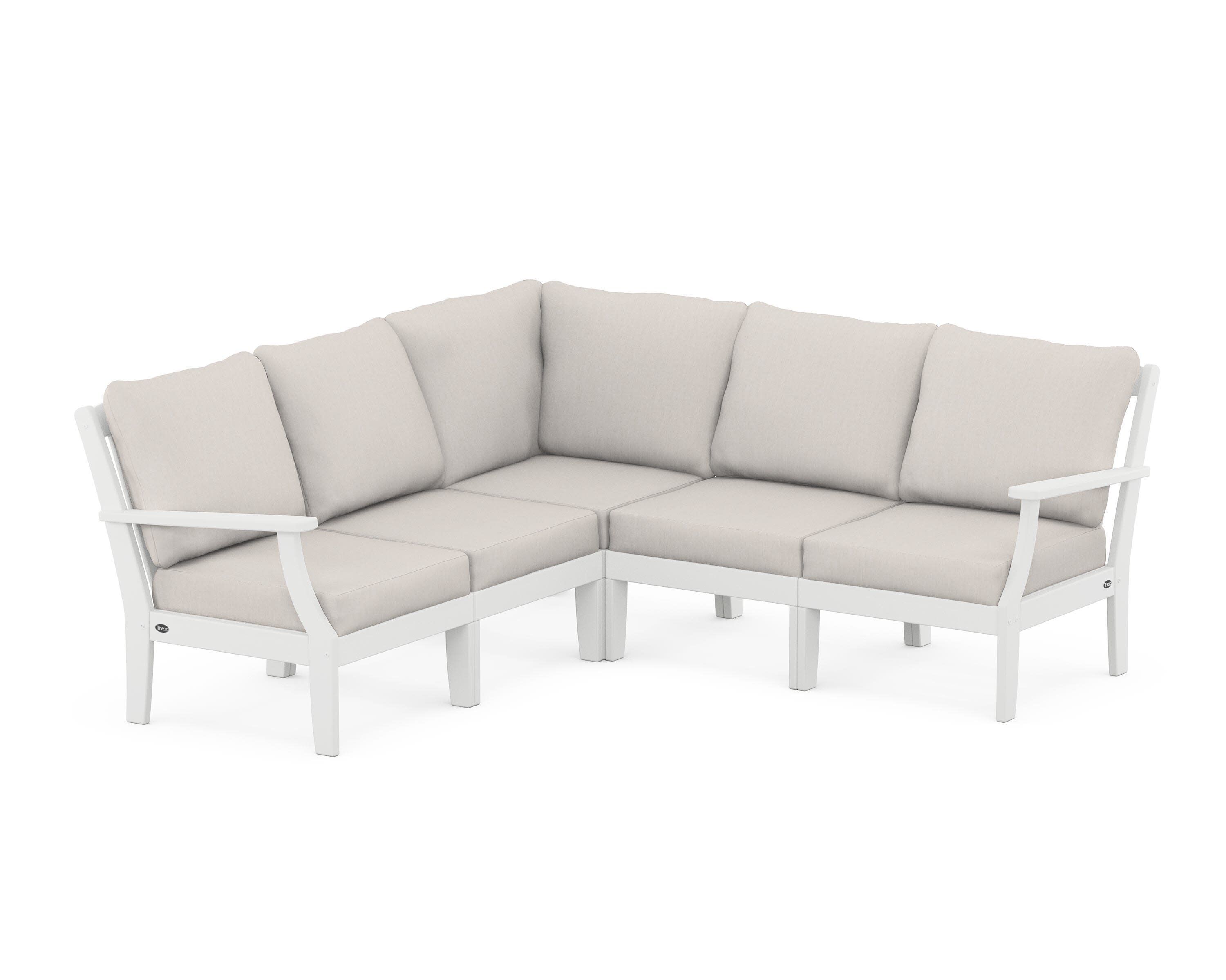 Yacht Club Modular 5-Piece Deep Seating Set in Classic White / Cast Ash