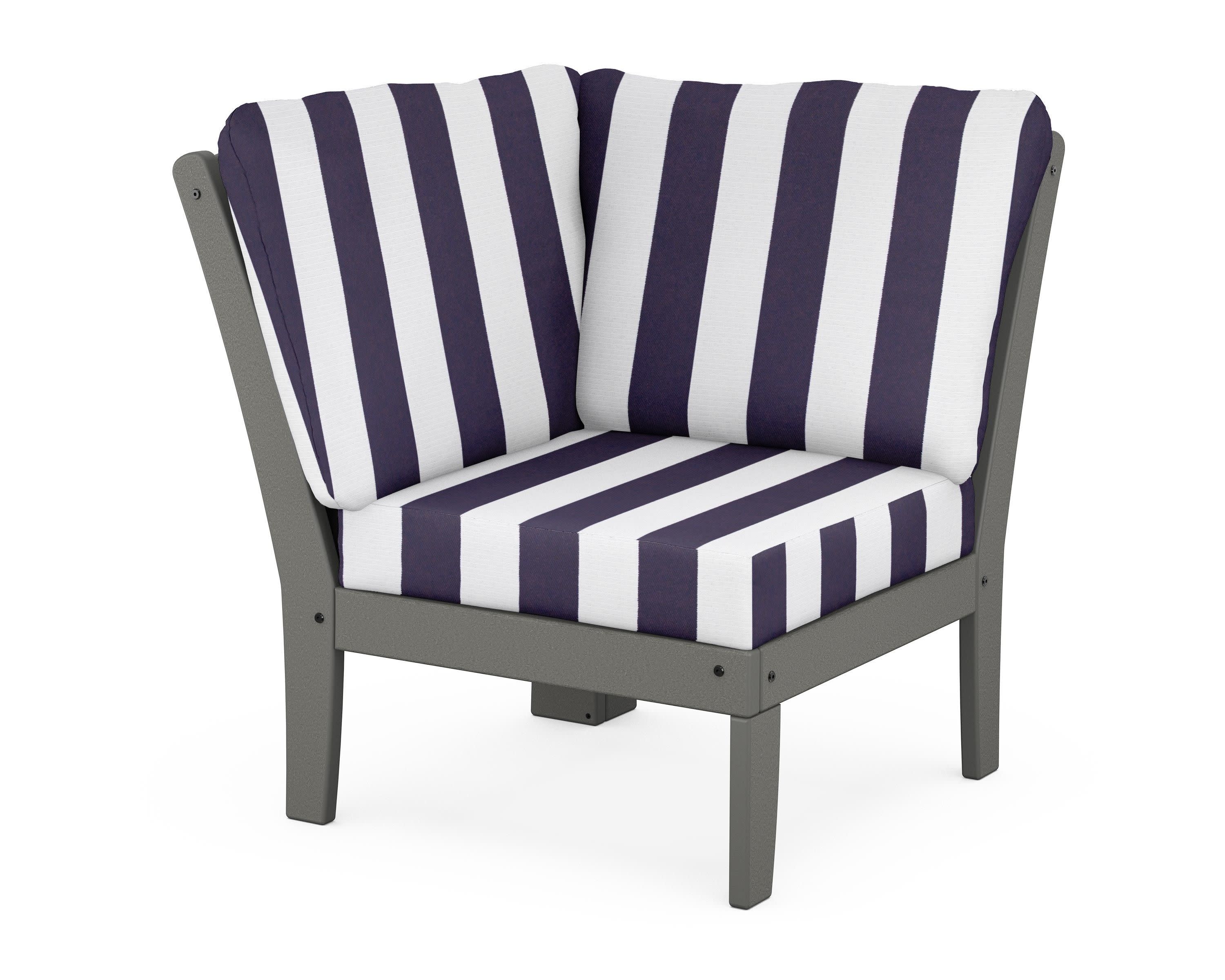 Yacht Club Modular Corner Chair in Stepping Stone / Cabana Stripe Navy