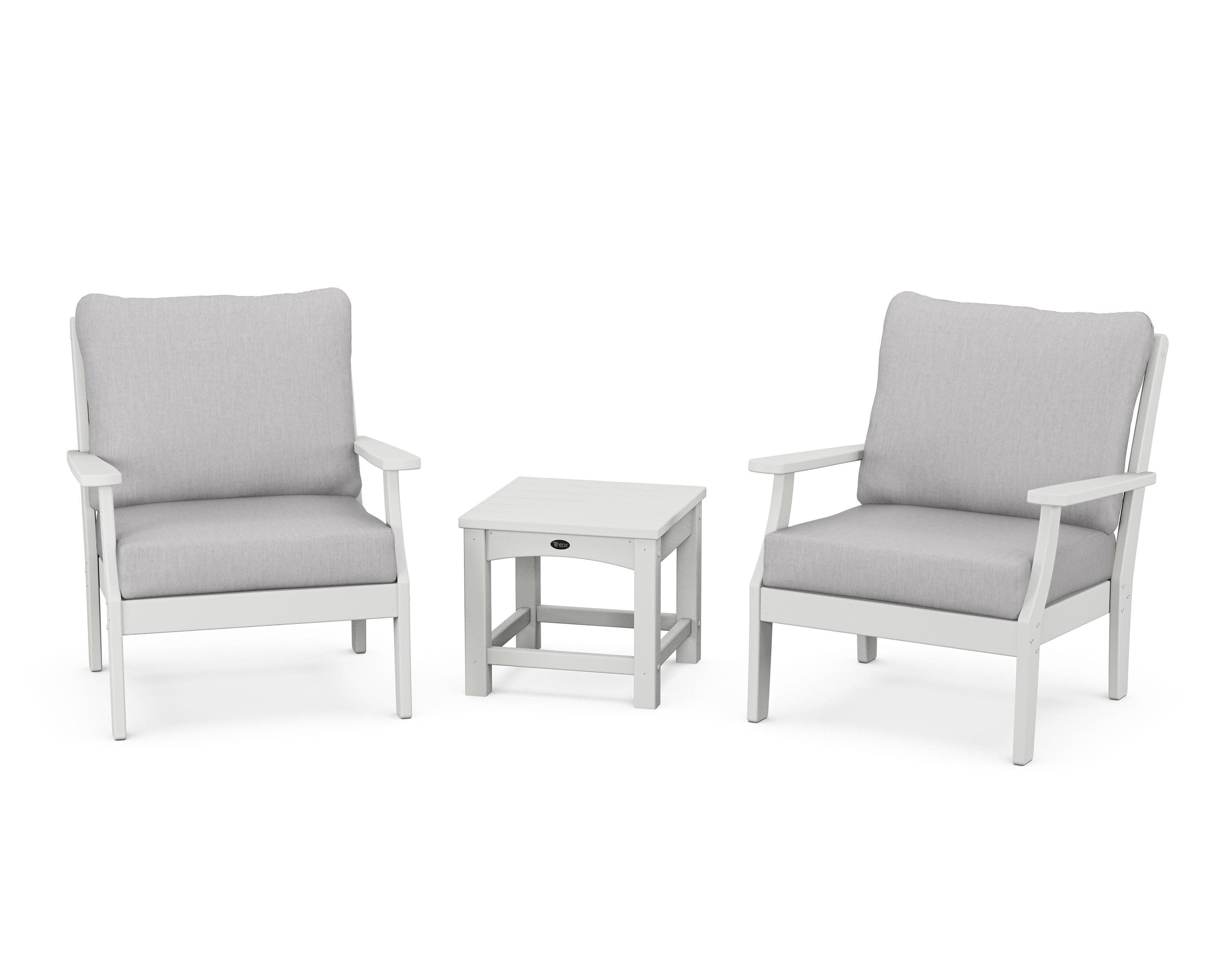 Yacht Club 3-Piece Deep Seating Set in Classic White / Granite