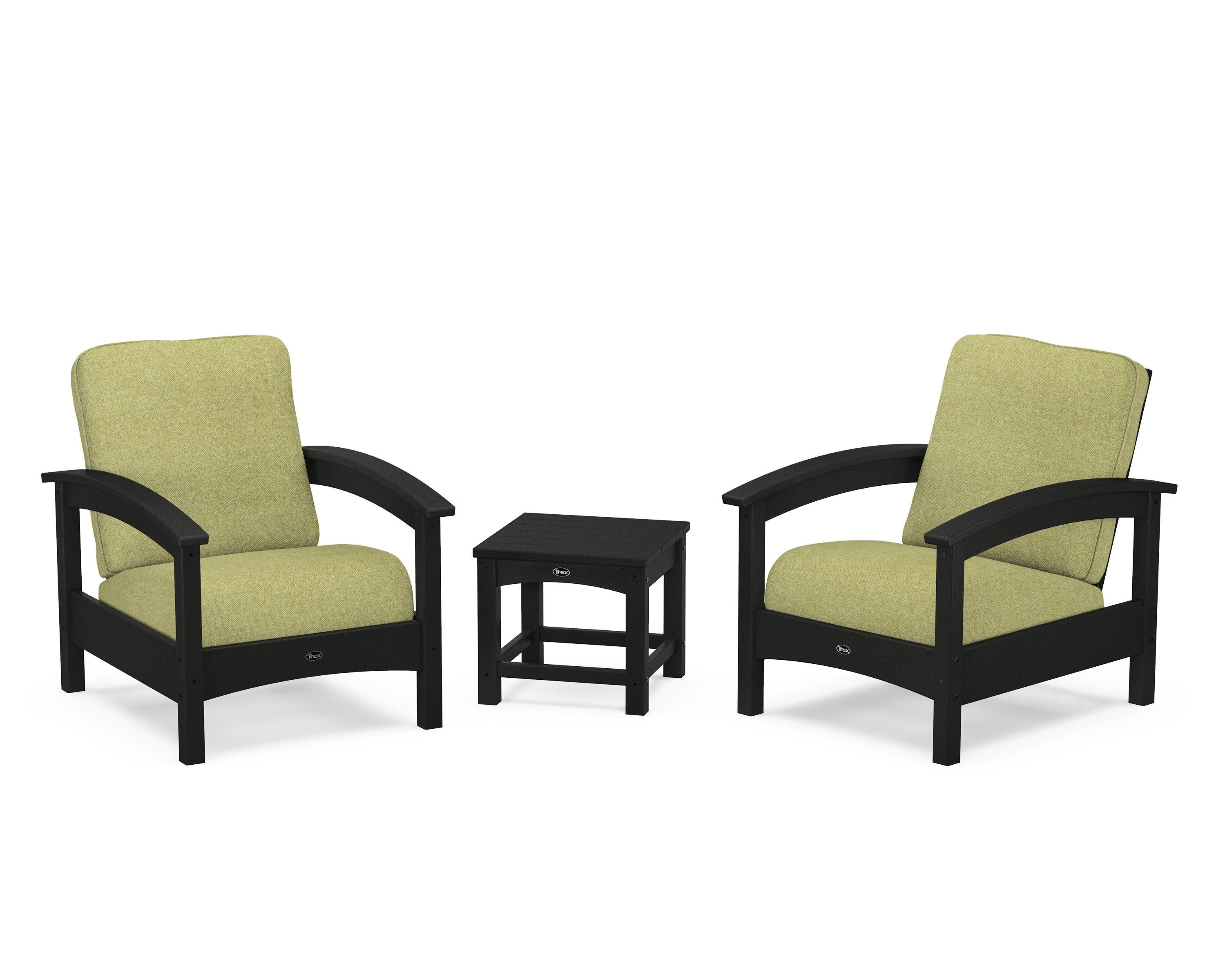 Rockport Club 3-Piece Deep Seating Conversation Set in Charcoal Black / Chartreuse Boucle