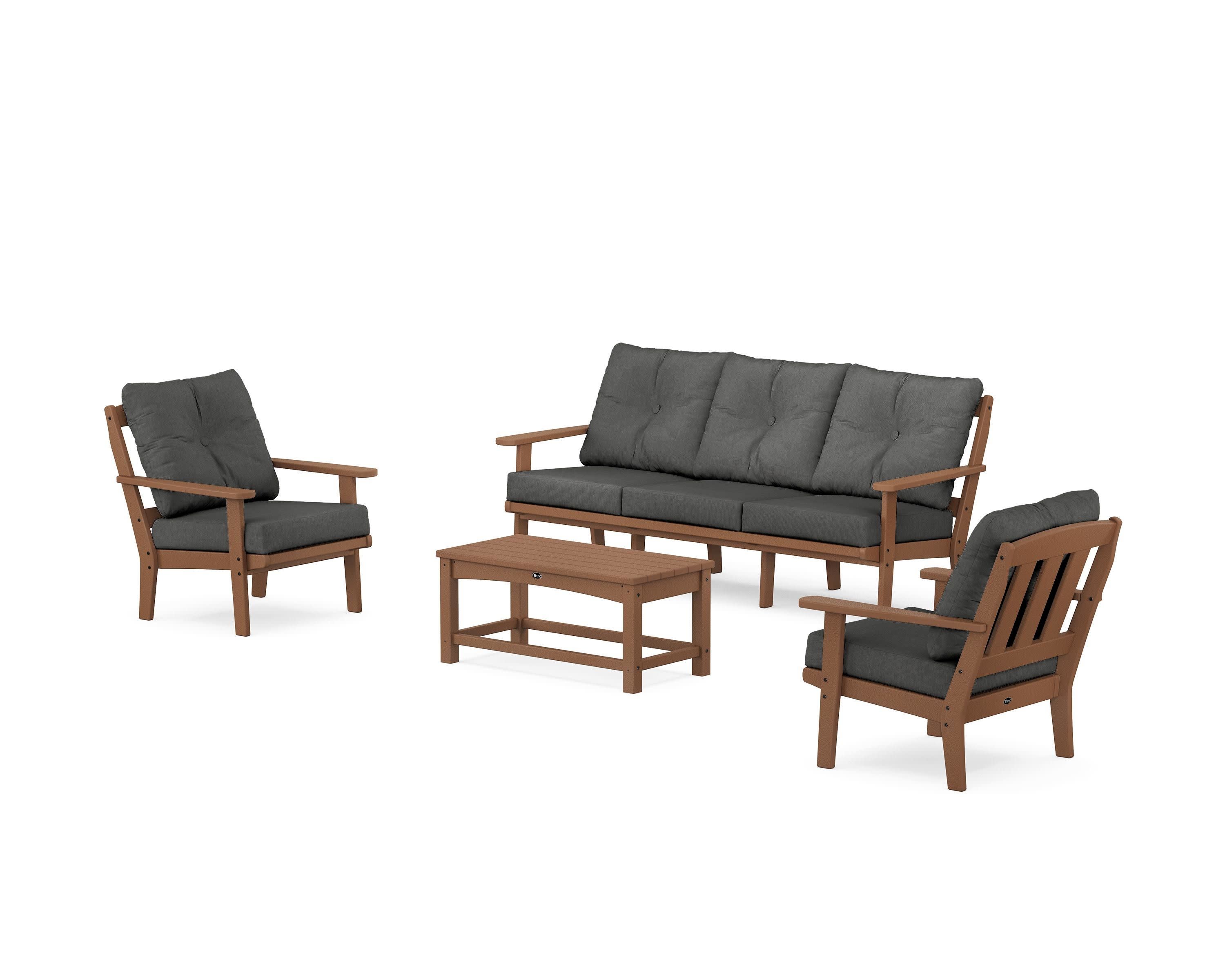 Cape Cod 4-Piece Deep Seating Set with Sofa in Tree House / Spectrum Carbon