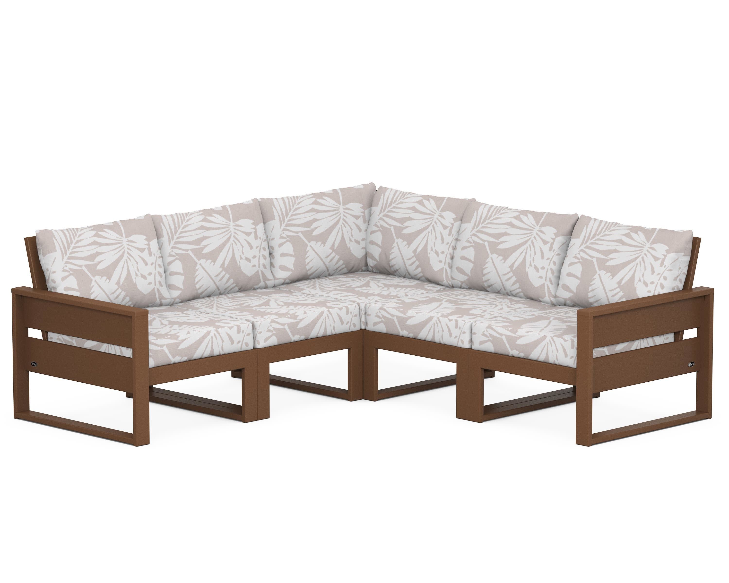 Eastport 5-Piece Sectional in Tree House / Leaf Dune Burlap