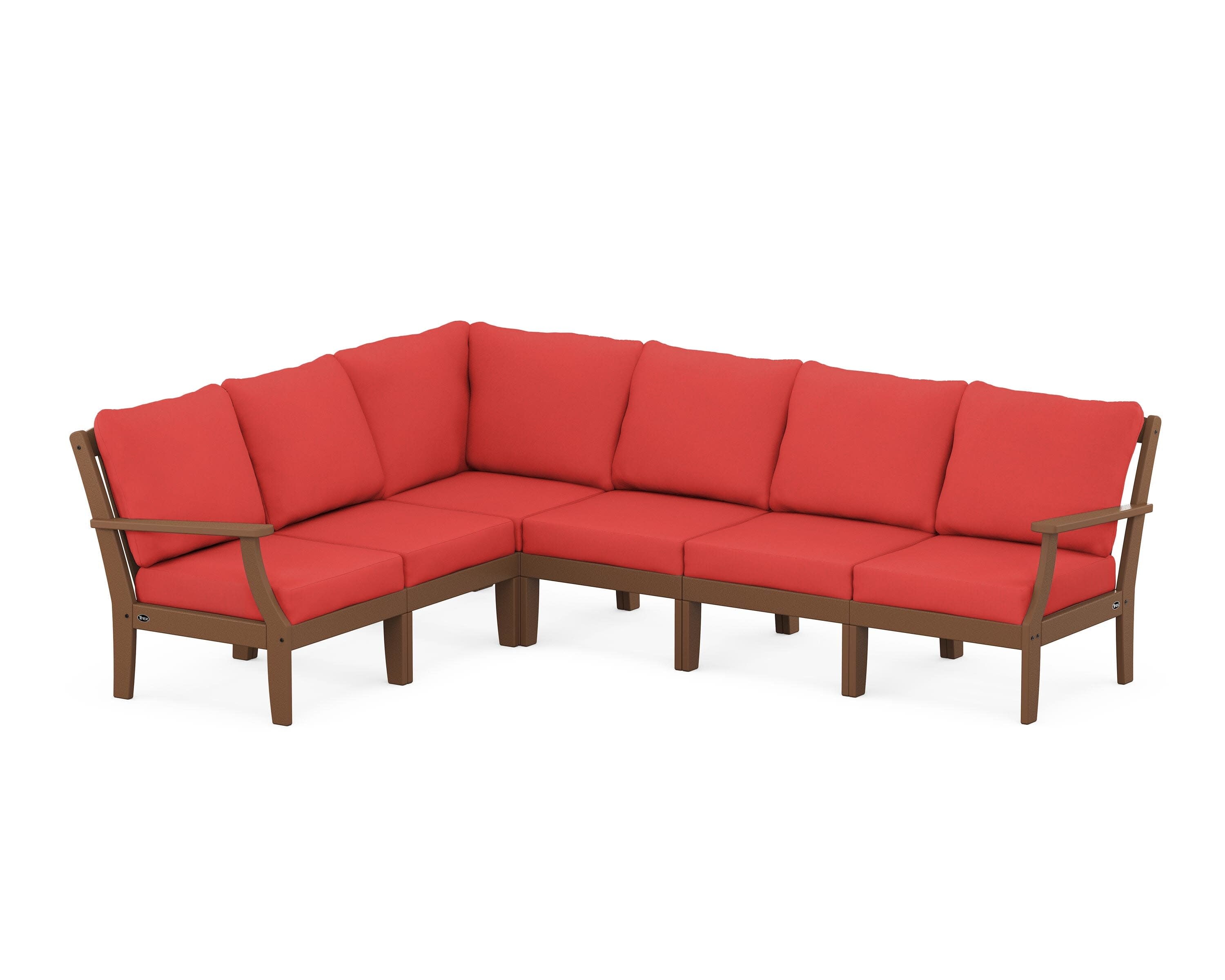 Yacht Club Modular 6-Piece Deep Seating Set in Tree House / Crimson Linen