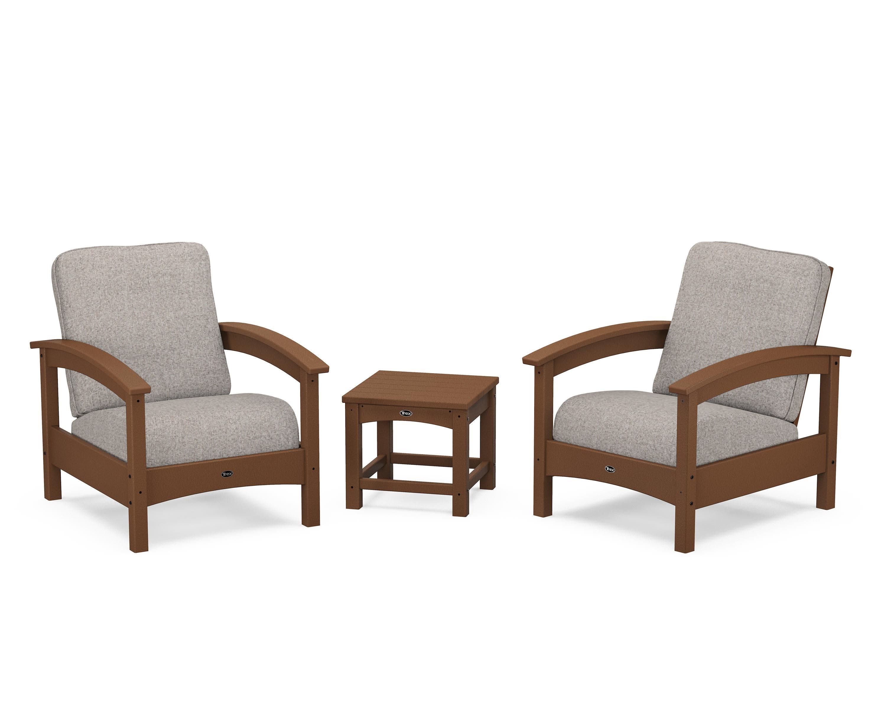 Rockport Club 3-Piece Deep Seating Conversation Set in Tree House / Weathered Tweed