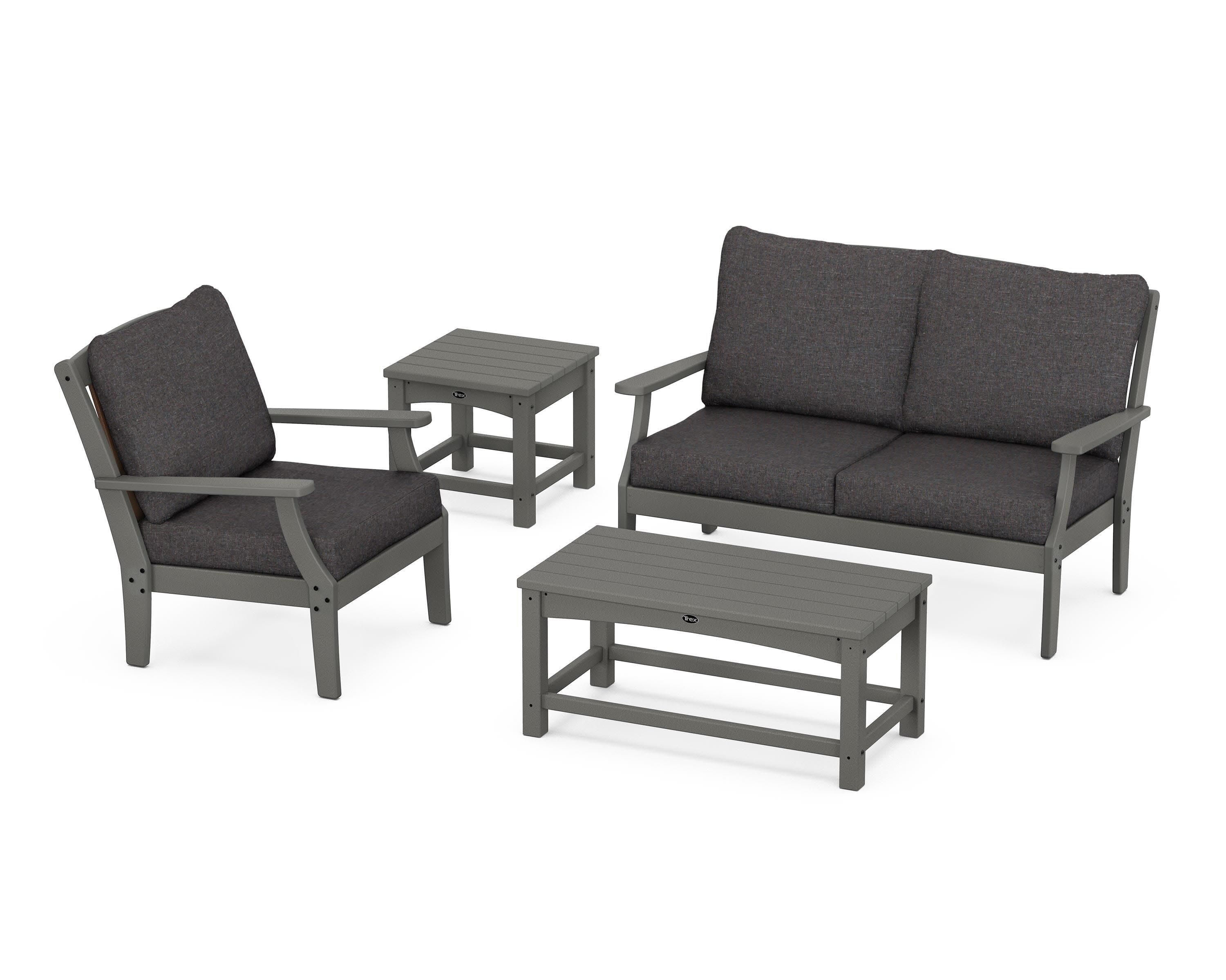 Yacht Club 4-Piece Deep Seating Set in Stepping Stone / Ash Charcoal
