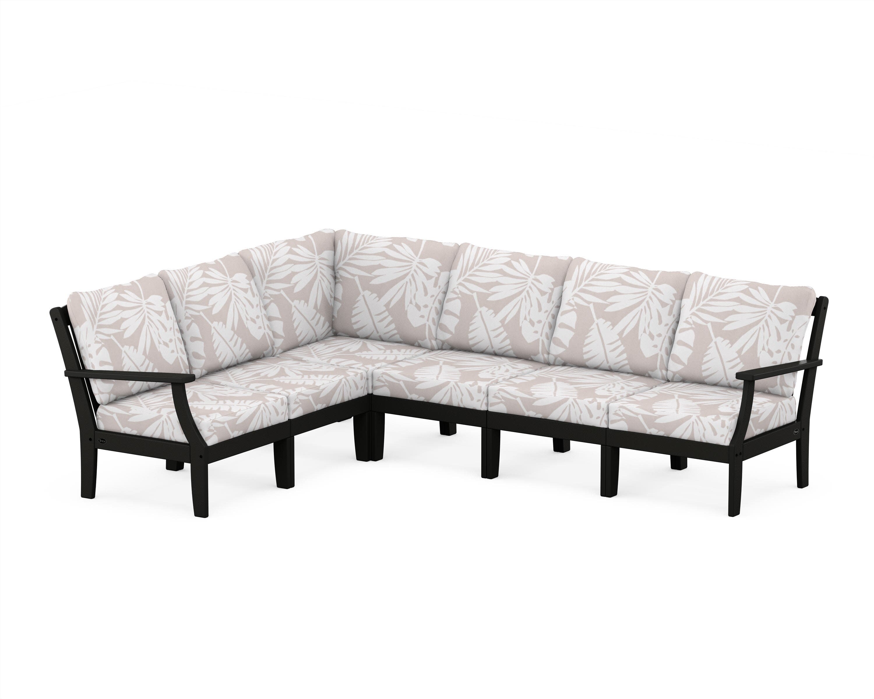 Yacht Club Modular 6-Piece Deep Seating Set in Charcoal Black / Leaf Dune Burlap