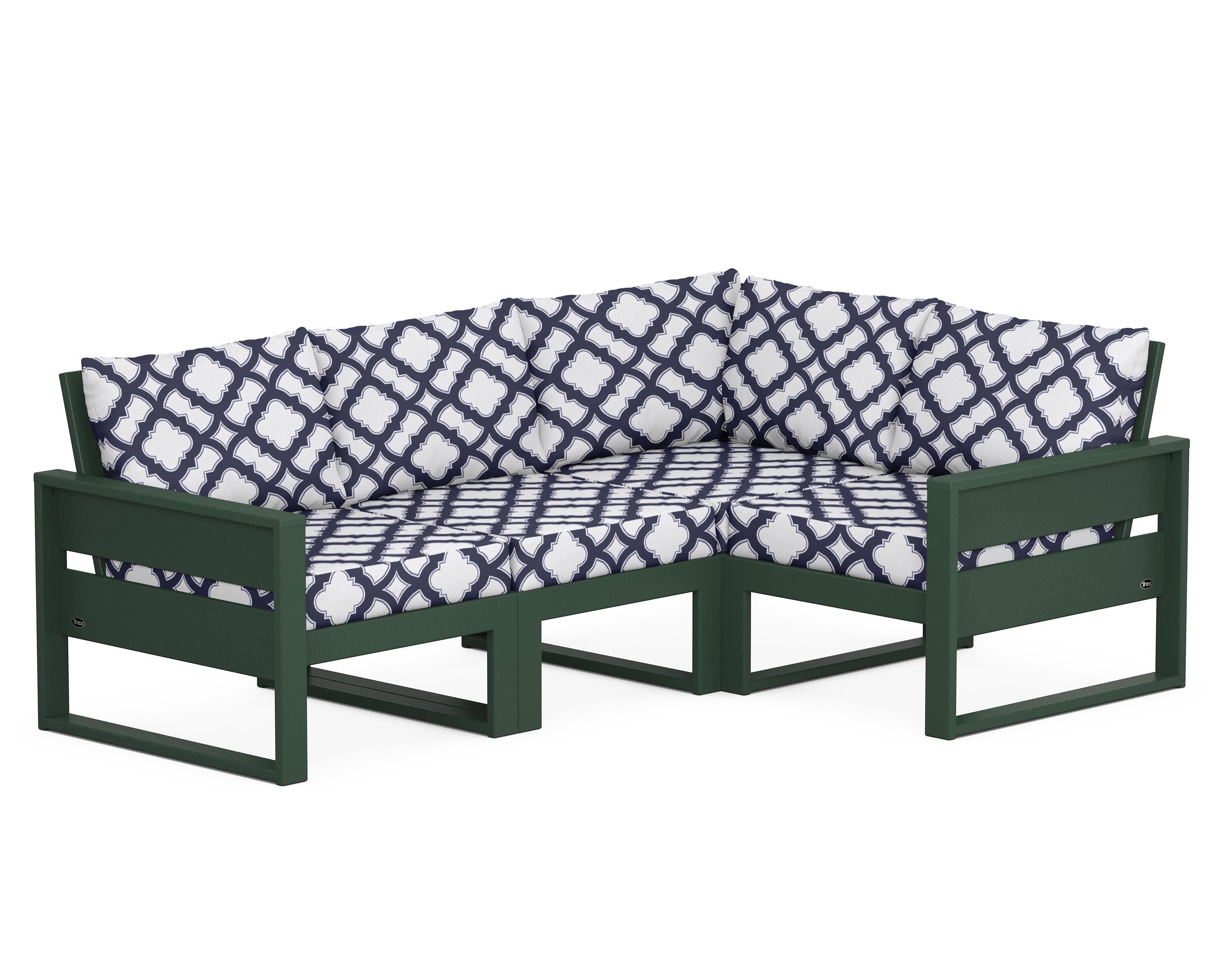 Eastport 4- Piece Sectional in Rainforest Canopy / Trellis Navy