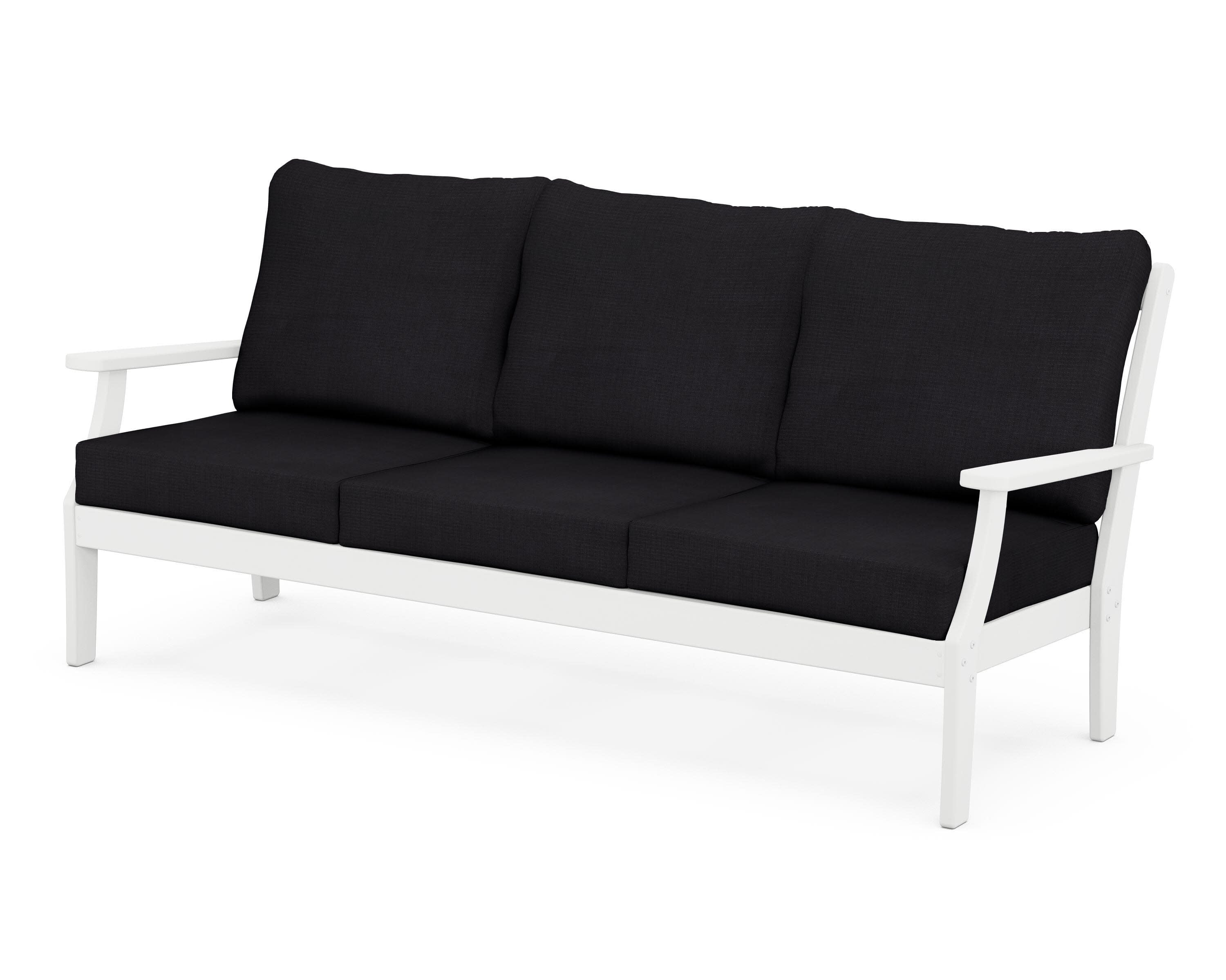Yacht Club Deep Seating Sofa in Classic White / Midnight Linen