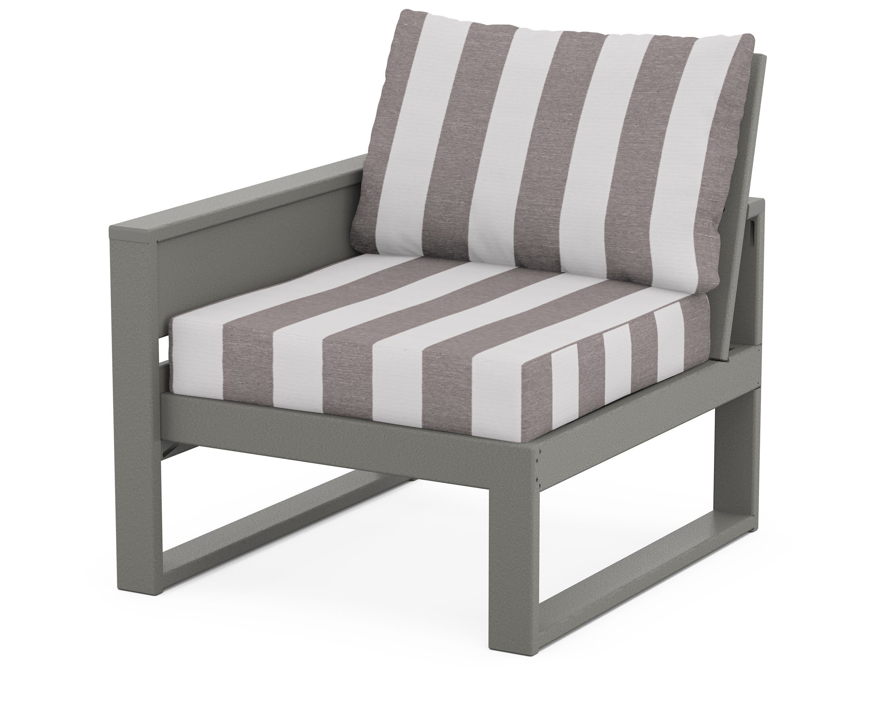 Eastport Modular Left Arm Chair in Stepping Stone / Cabana Stripe Grey Mist