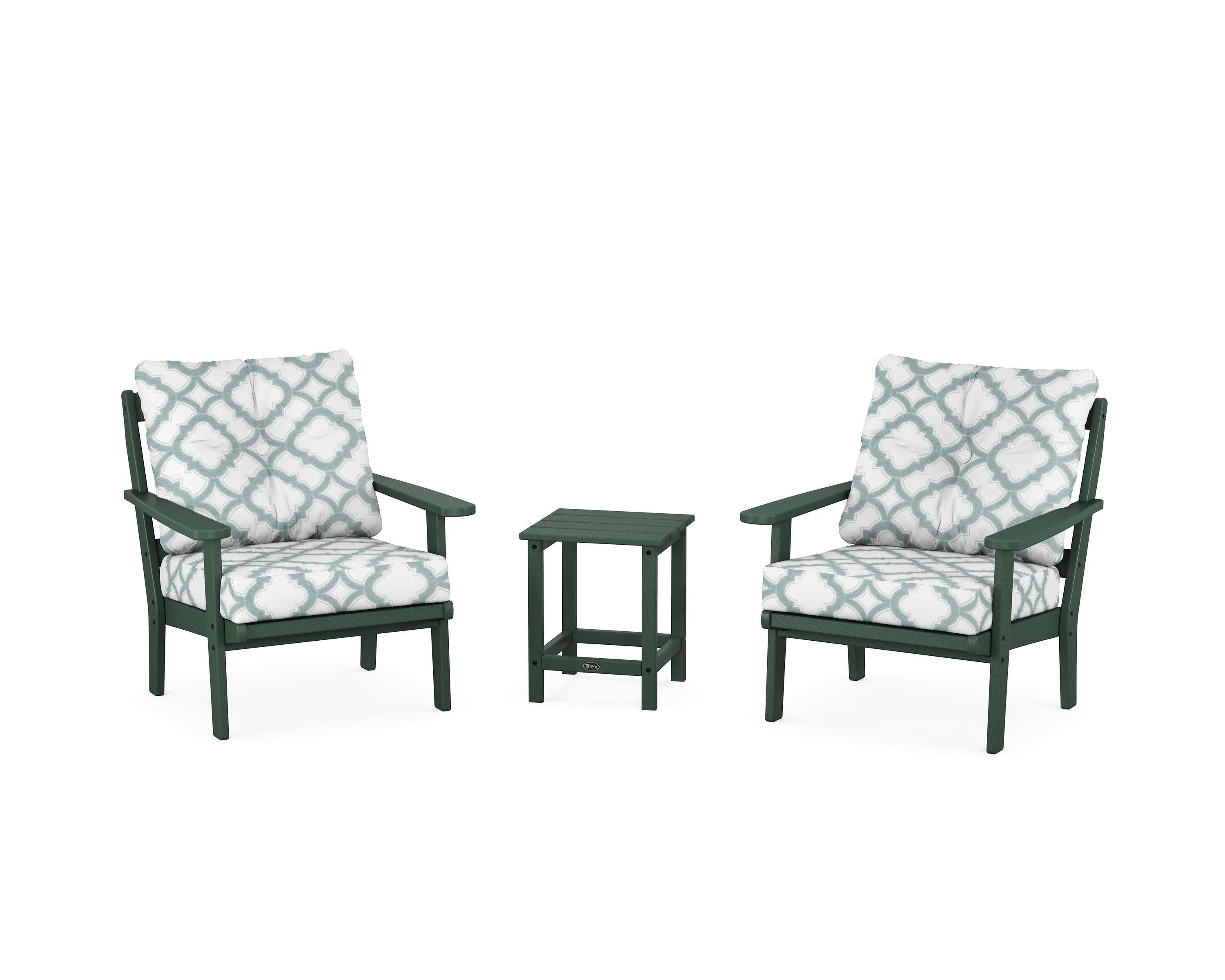 Cape Cod 3-Piece Deep Seating Set in Rainforest Canopy / Trellis Glacier Spa
