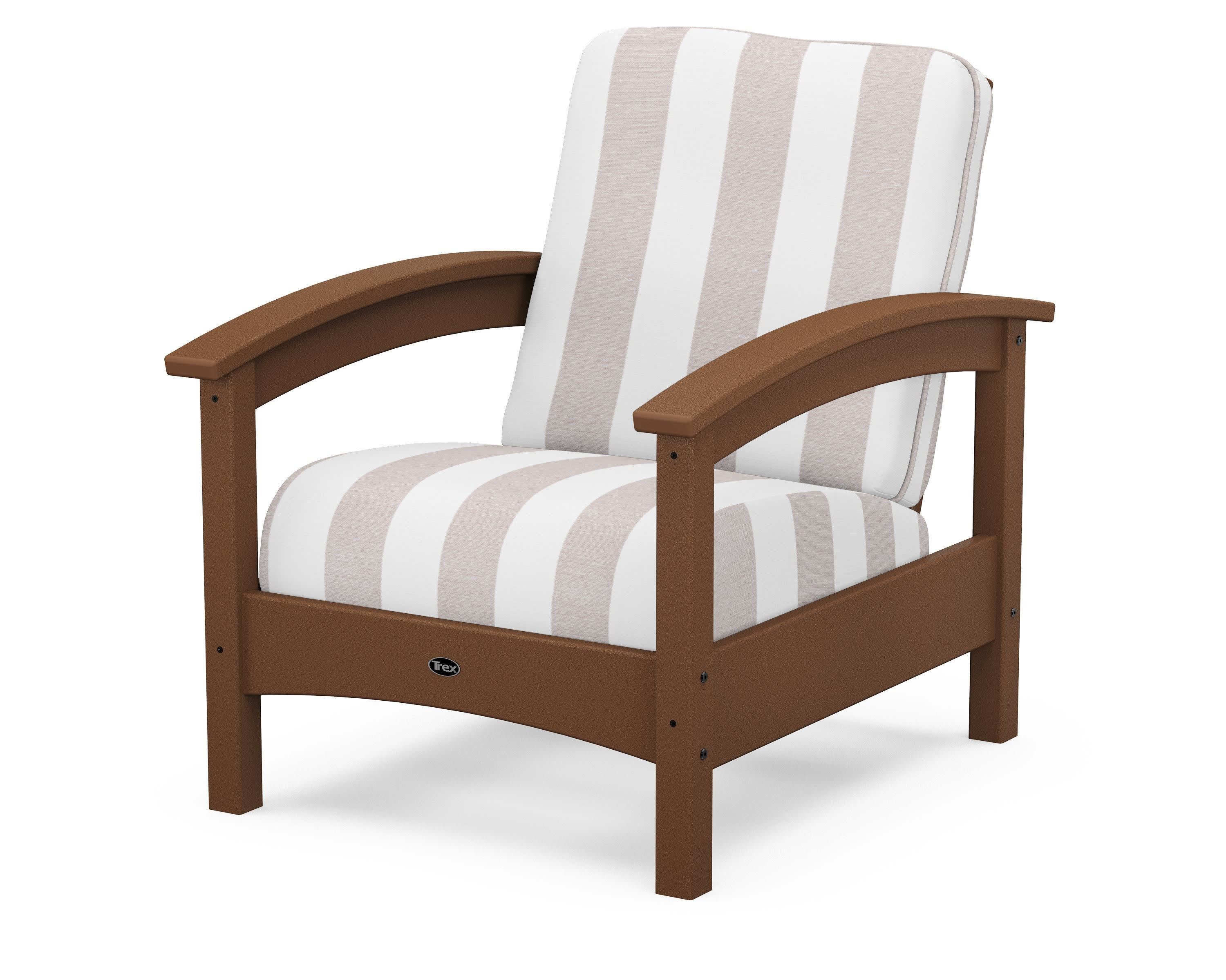 Rockport Club Chair in Tree House / Cabana Stripe Dune Burlap