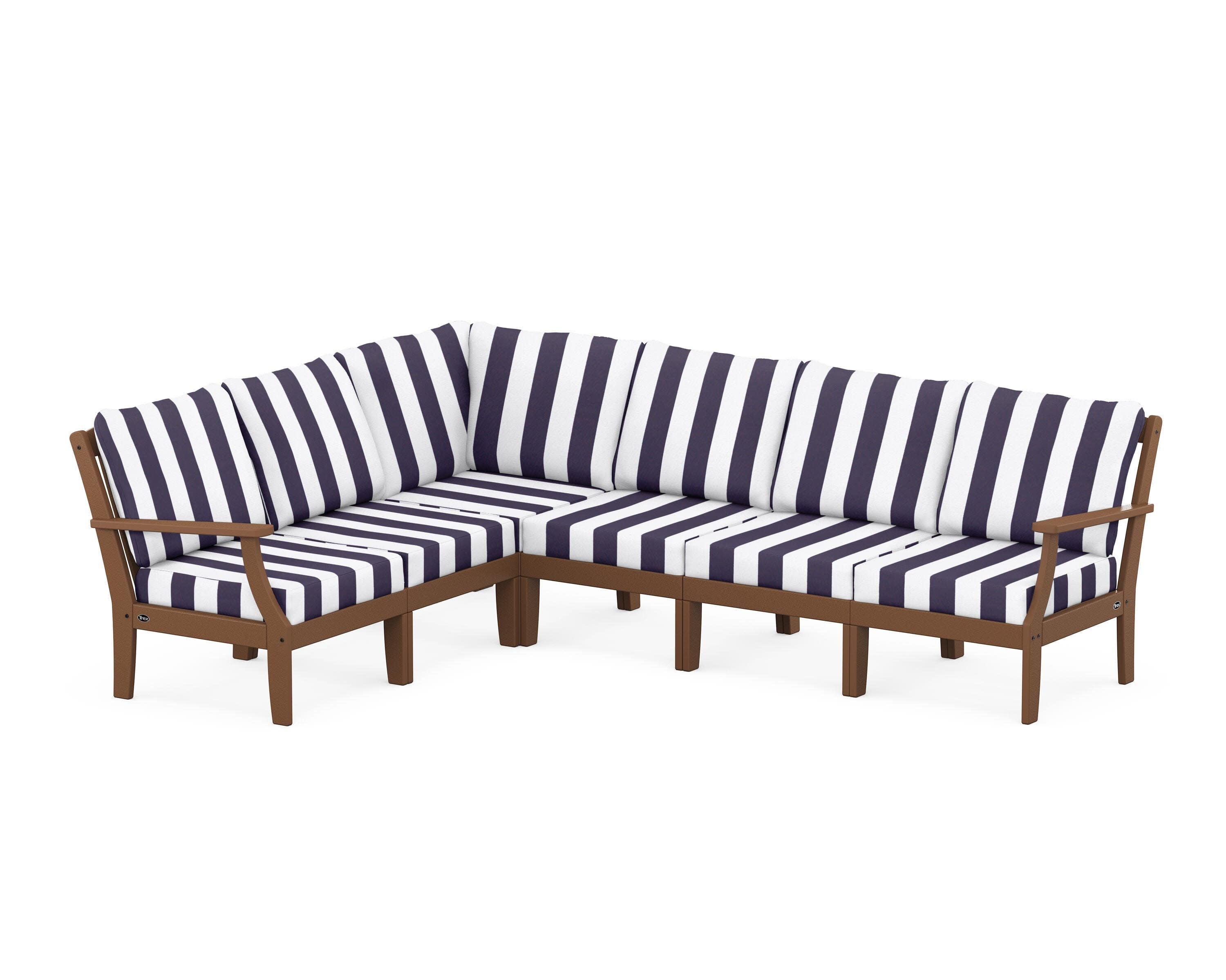 Yacht Club Modular 6-Piece Deep Seating Set in Tree House / Cabana Stripe Navy
