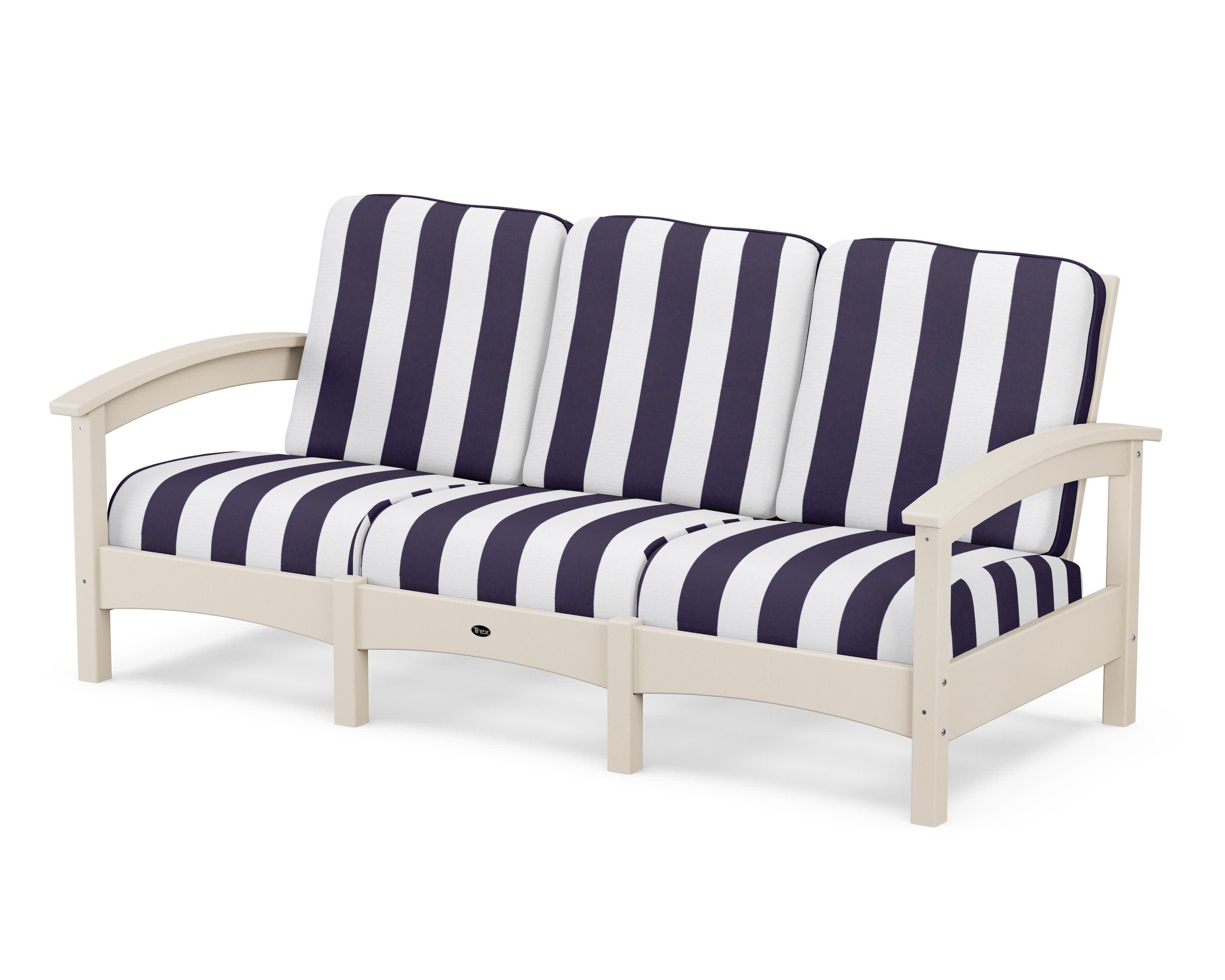 Rockport Club Sofa in Sand Castle / Cabana Stripe Navy