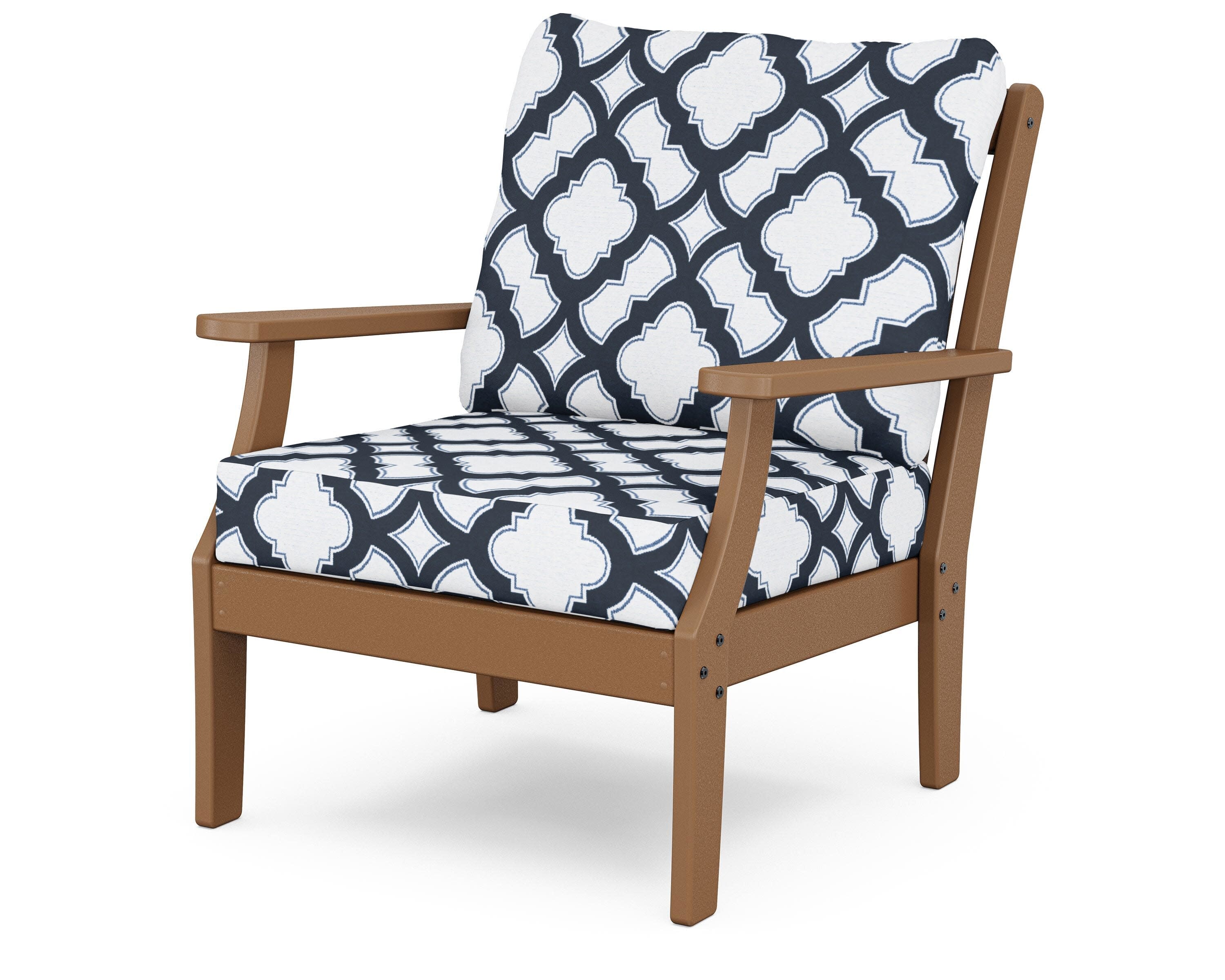 Yacht Club Deep Seating Chair in Tree House / Trellis Marine Indigo