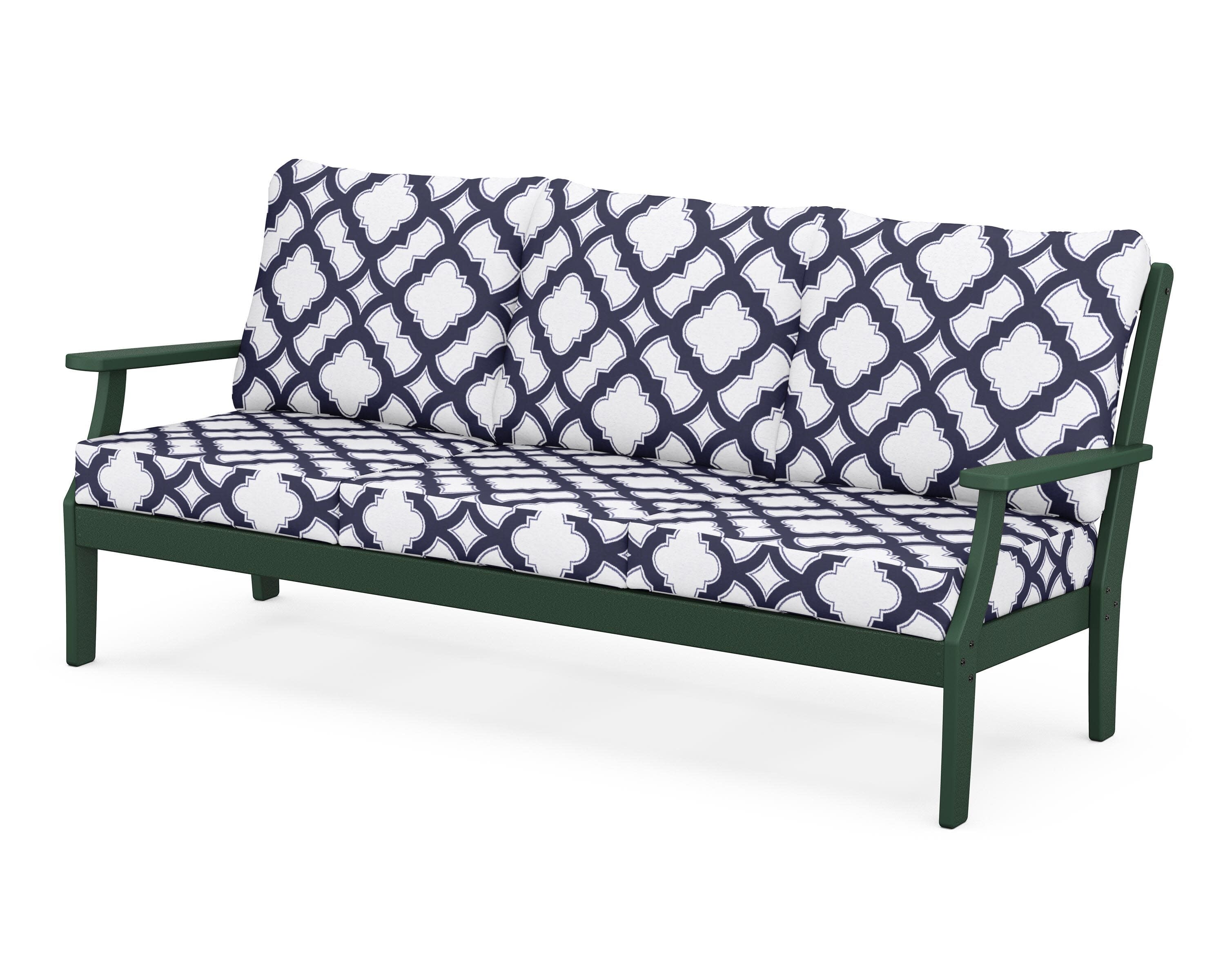 Yacht Club Deep Seating Sofa in Rainforest Canopy / Trellis Navy