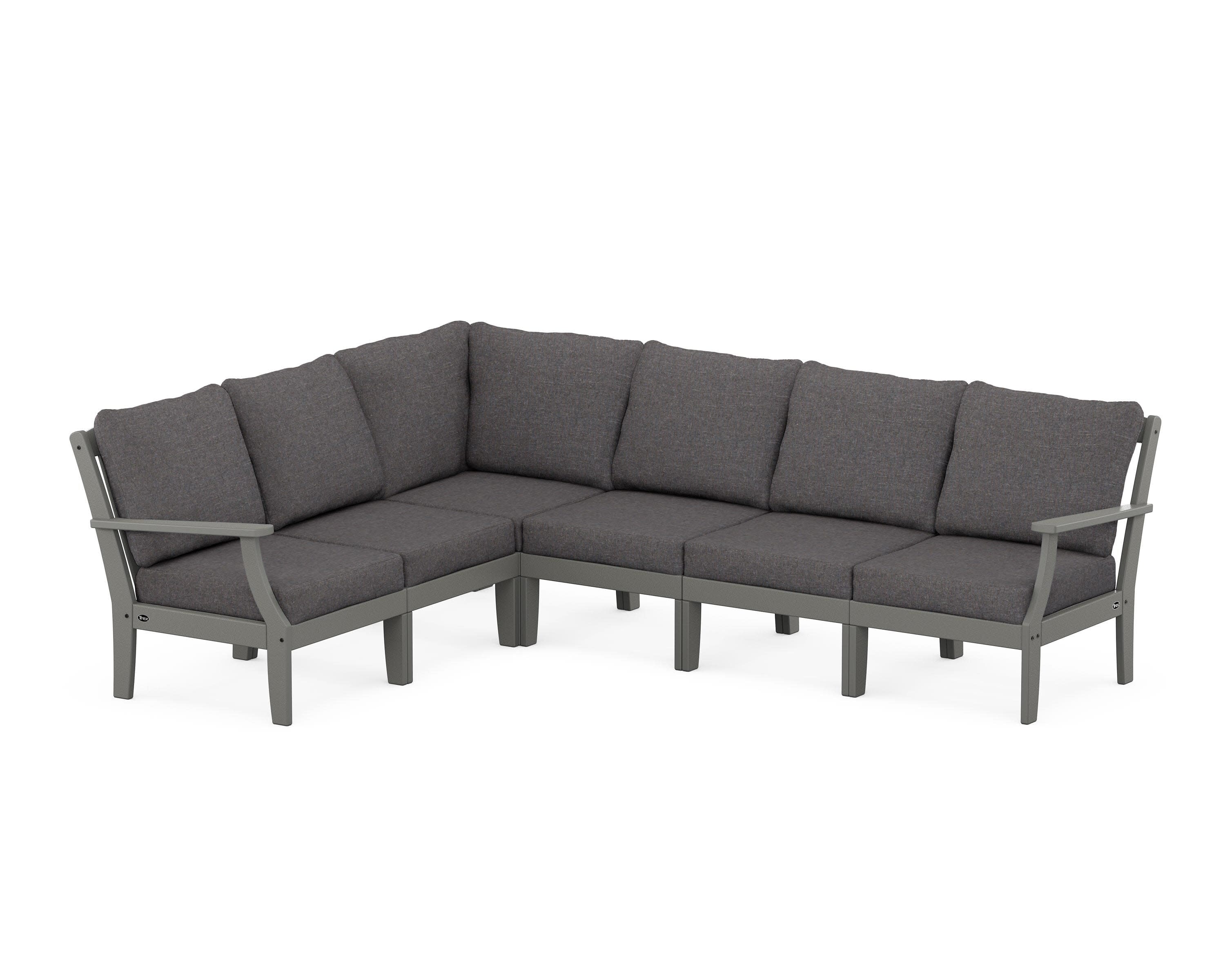 Yacht Club Modular 6-Piece Deep Seating Set in Stepping Stone / Ash Charcoal