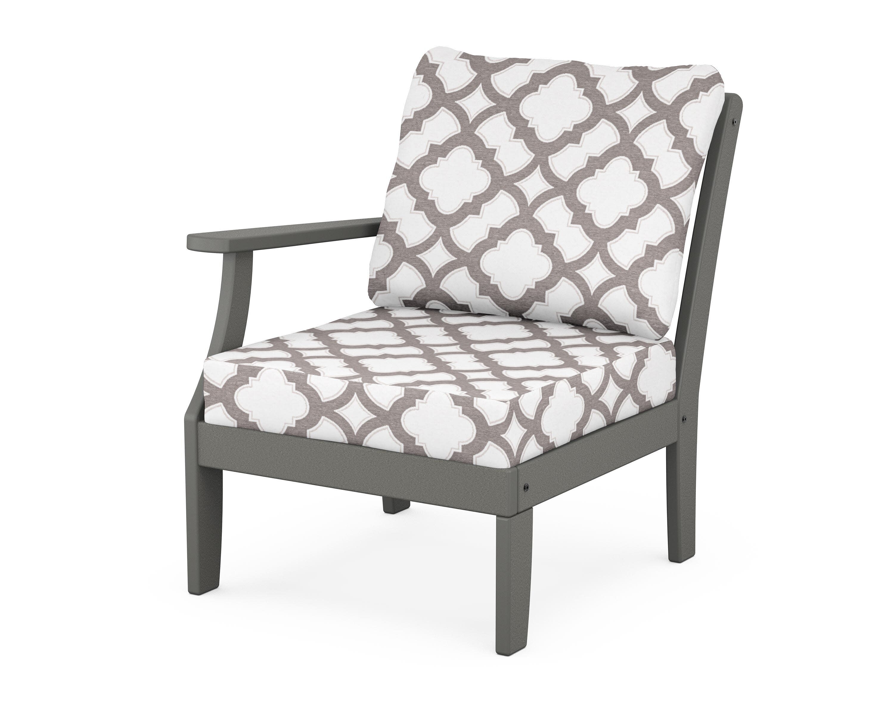 Yacht Club Modular Left Arm Chair in Stepping Stone / Trellis Grey Mist