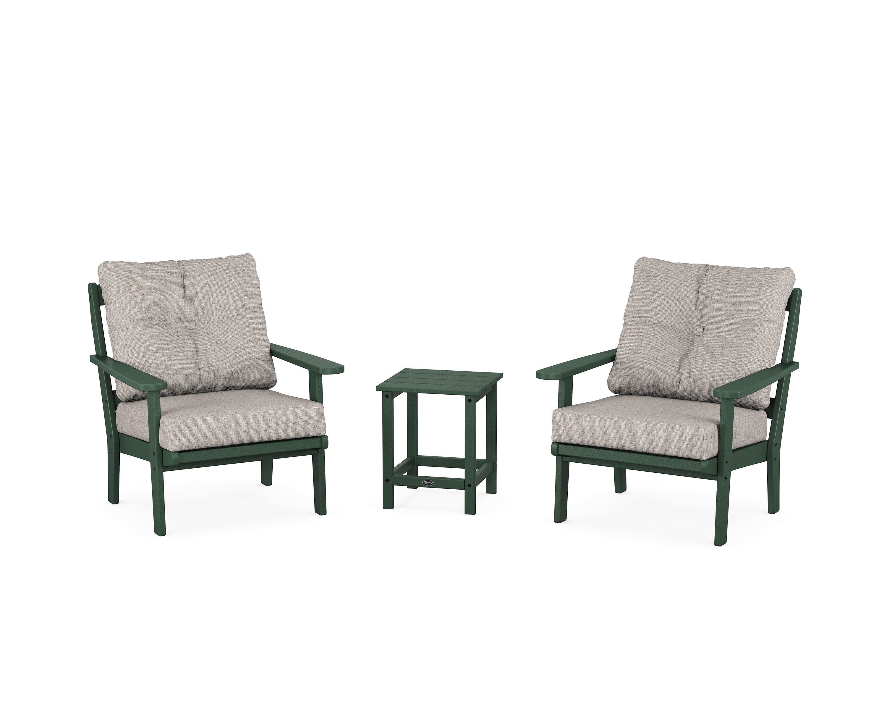 Cape Cod 3-Piece Deep Seating Set in Rainforest Canopy / Weathered Tweed