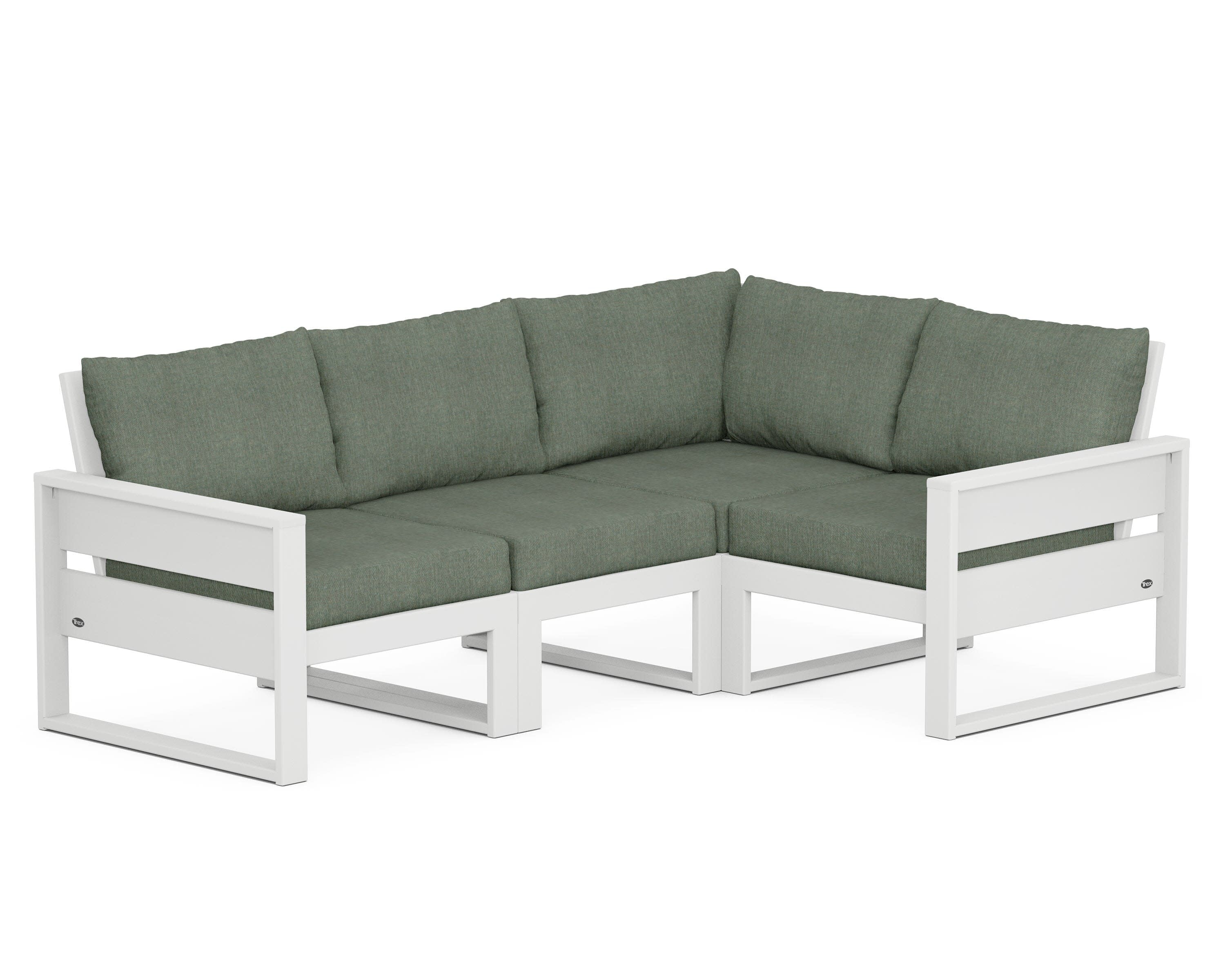 Eastport 4- Piece Sectional in Classic White / Cast Sage