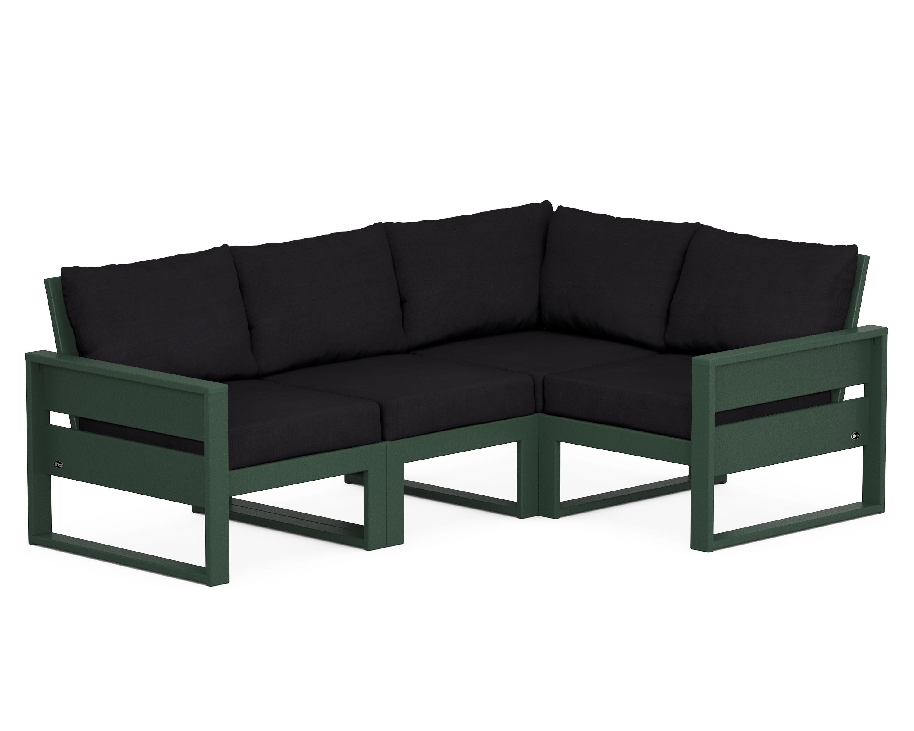 Eastport 4- Piece Sectional in Rainforest Canopy / Midnight Linen