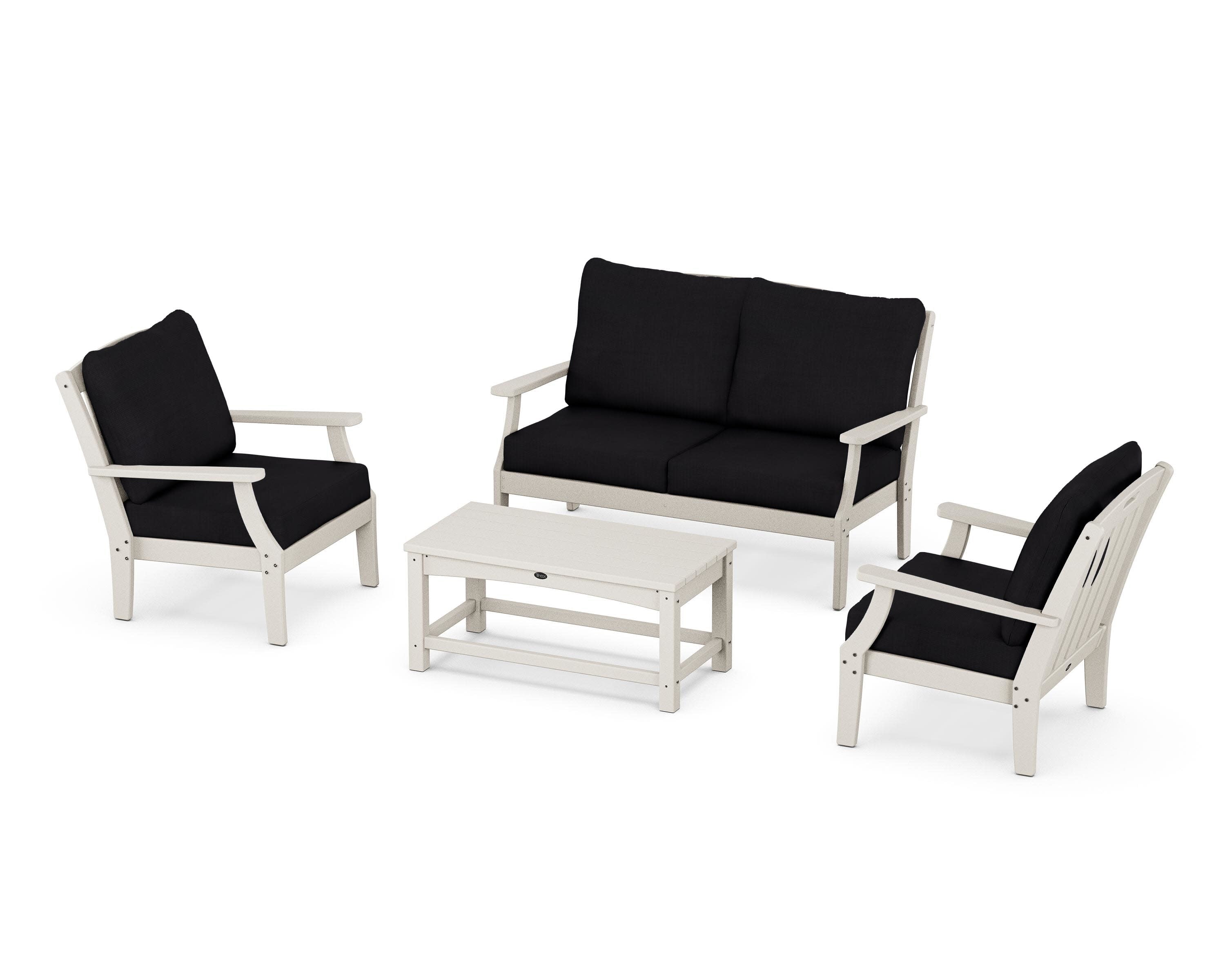 Yacht Club 4-Piece Deep Seating Chair Set in Sand Castle / Midnight Linen