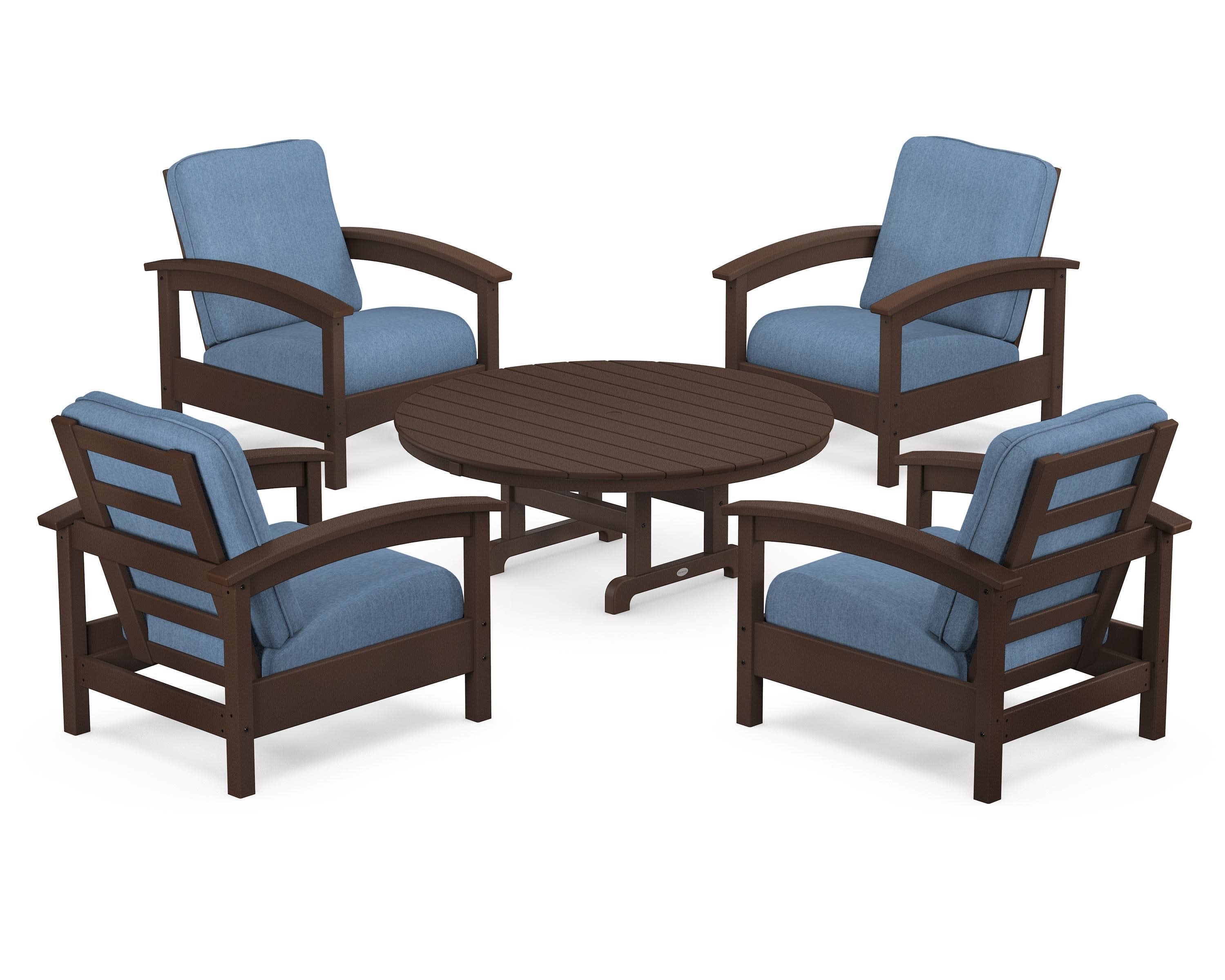 Rockport 5-Piece Deep Seating Set in Vintage Lantern / Sky Blue