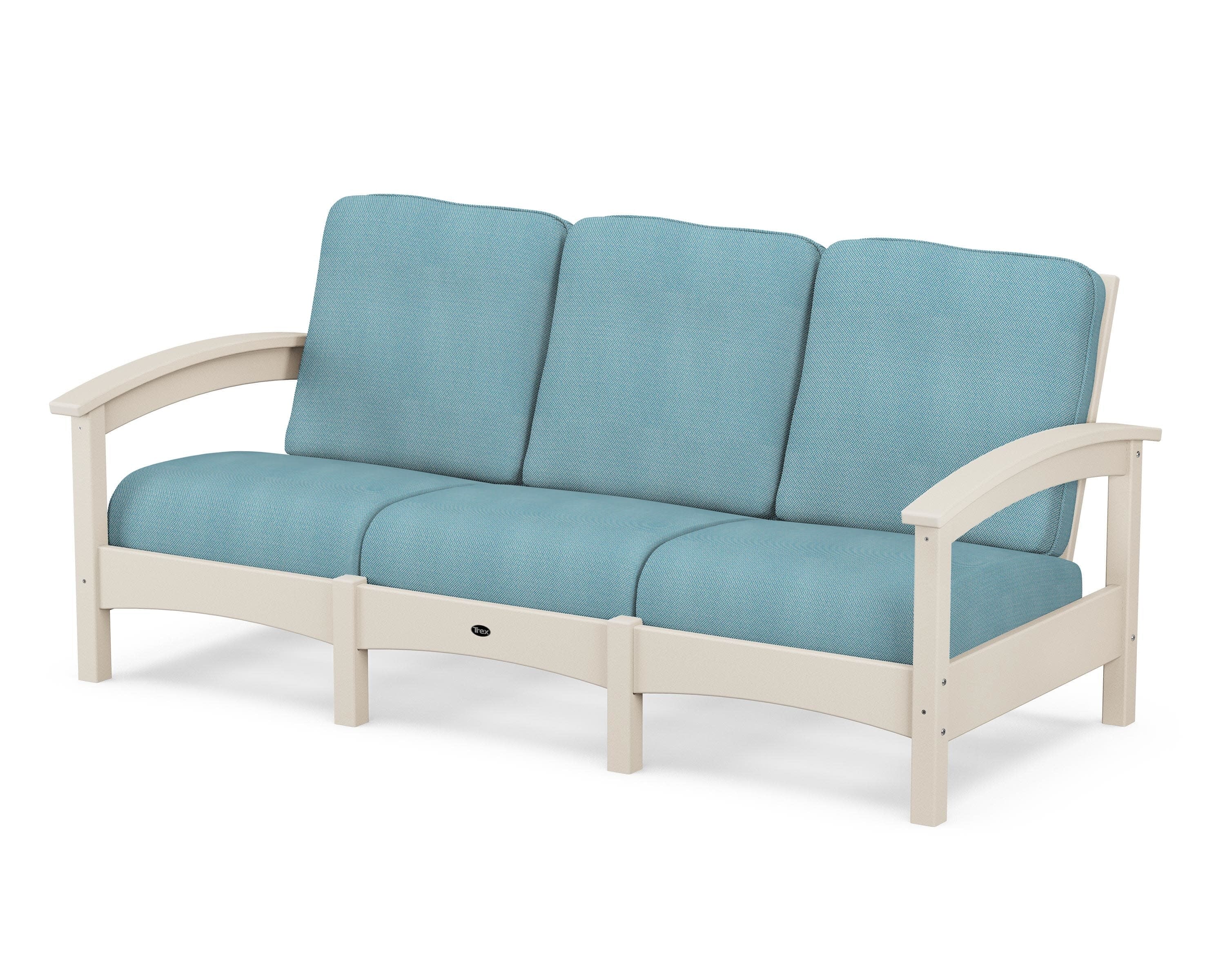 Rockport Club Sofa in Sand Castle / Lattice Sky Blue