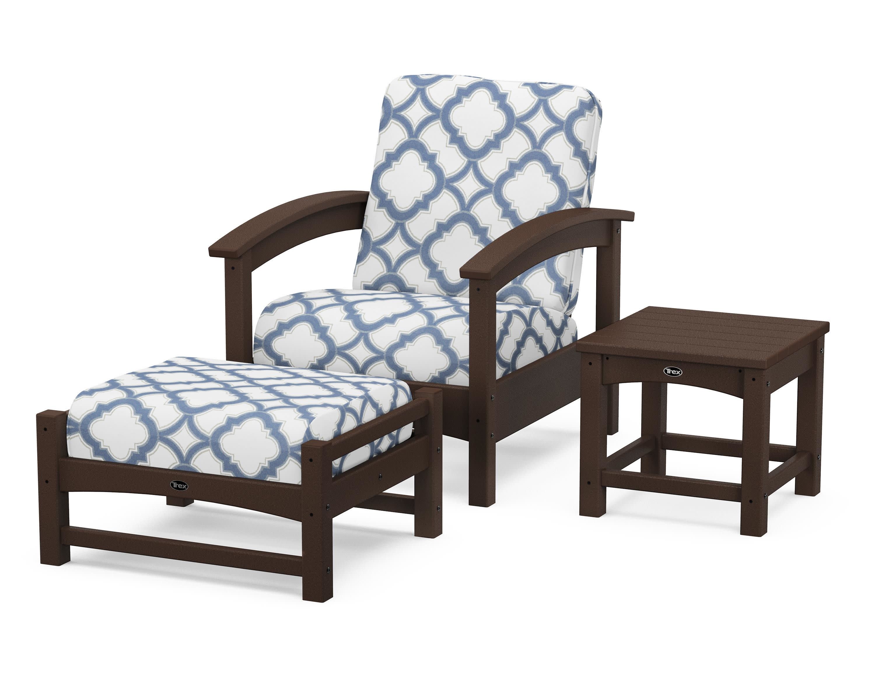 Rockport 3-Piece Deep Seating Set in Vintage Lantern / Trellis Sky Blue