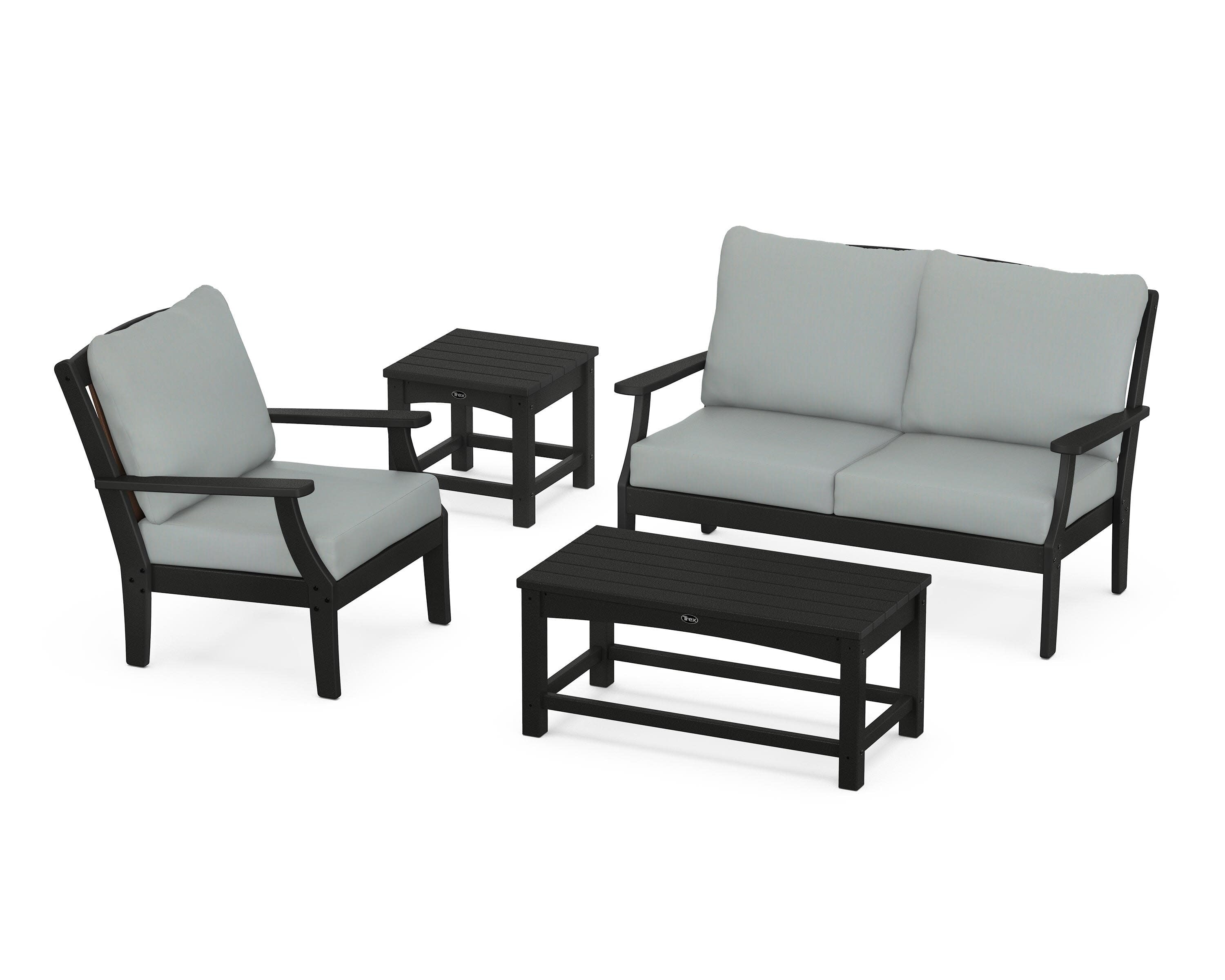 Yacht Club 4-Piece Deep Seating Set in Charcoal Black / Spa