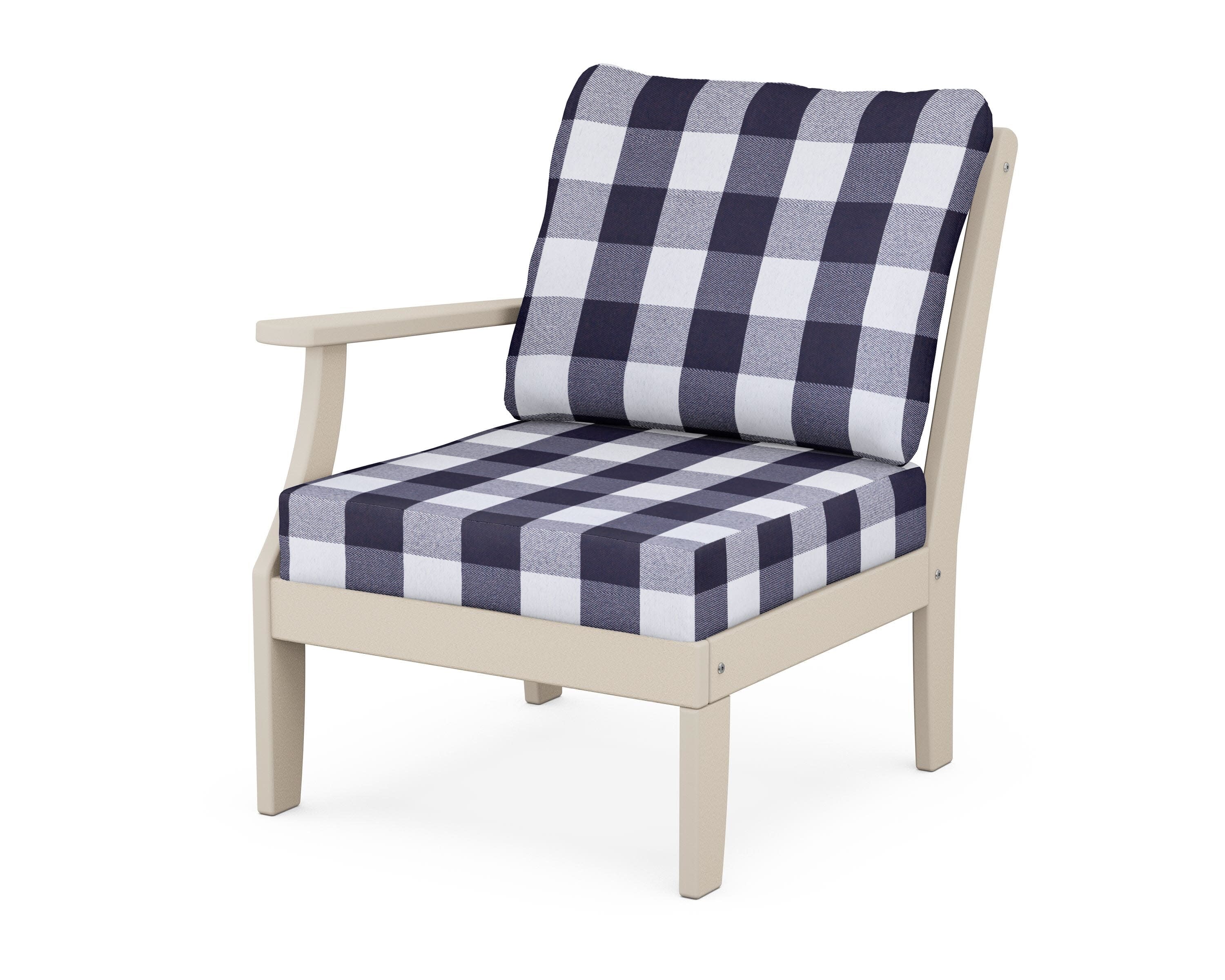 Yacht Club Modular Left Arm Chair in Sand Castle / Buffalo Plaid Navy