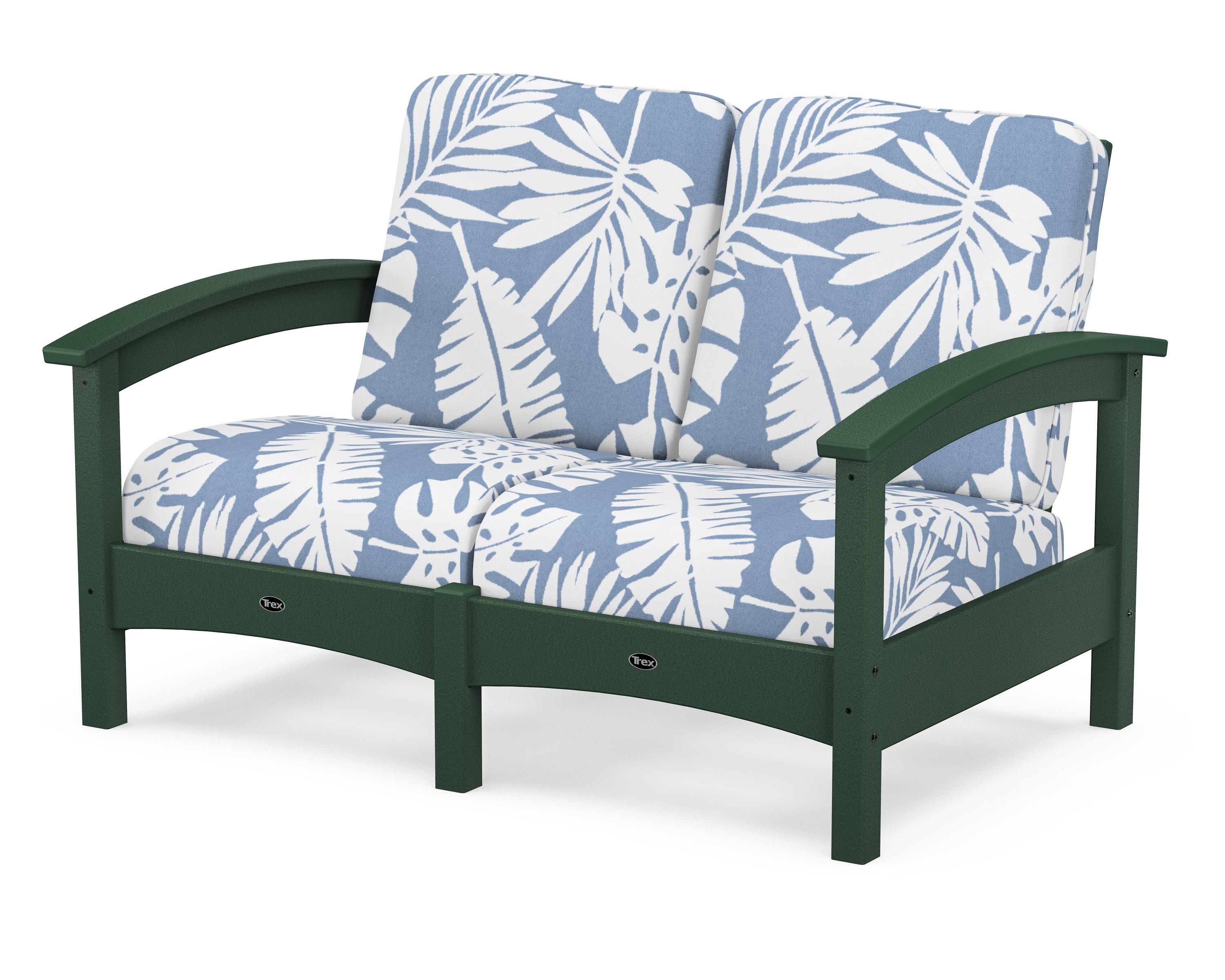 Rockport Club Loveseat in Rainforest Canopy / Leaf Sky Blue