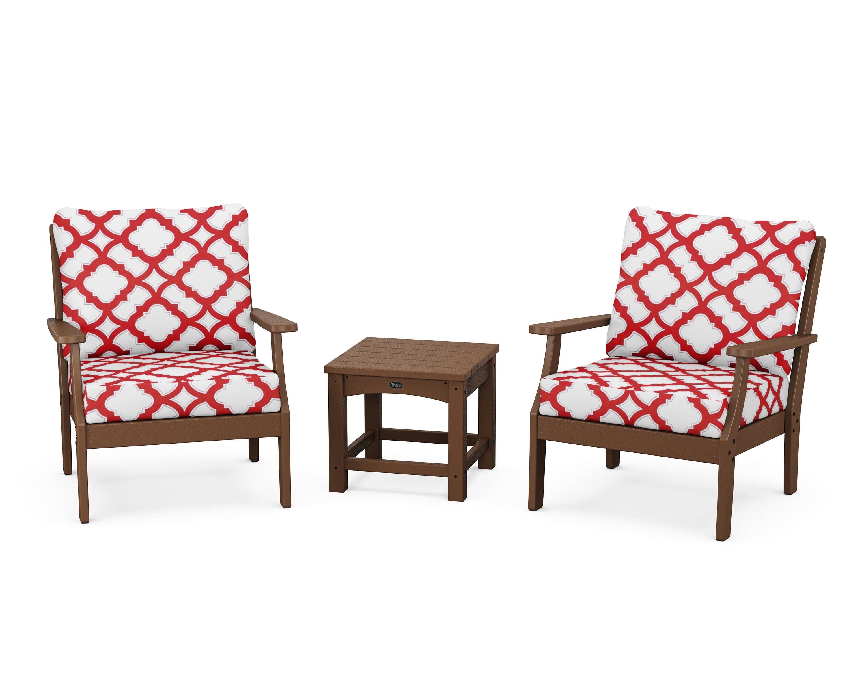 Yacht Club 3-Piece Deep Seating Set in Tree House / Trellis Crimson