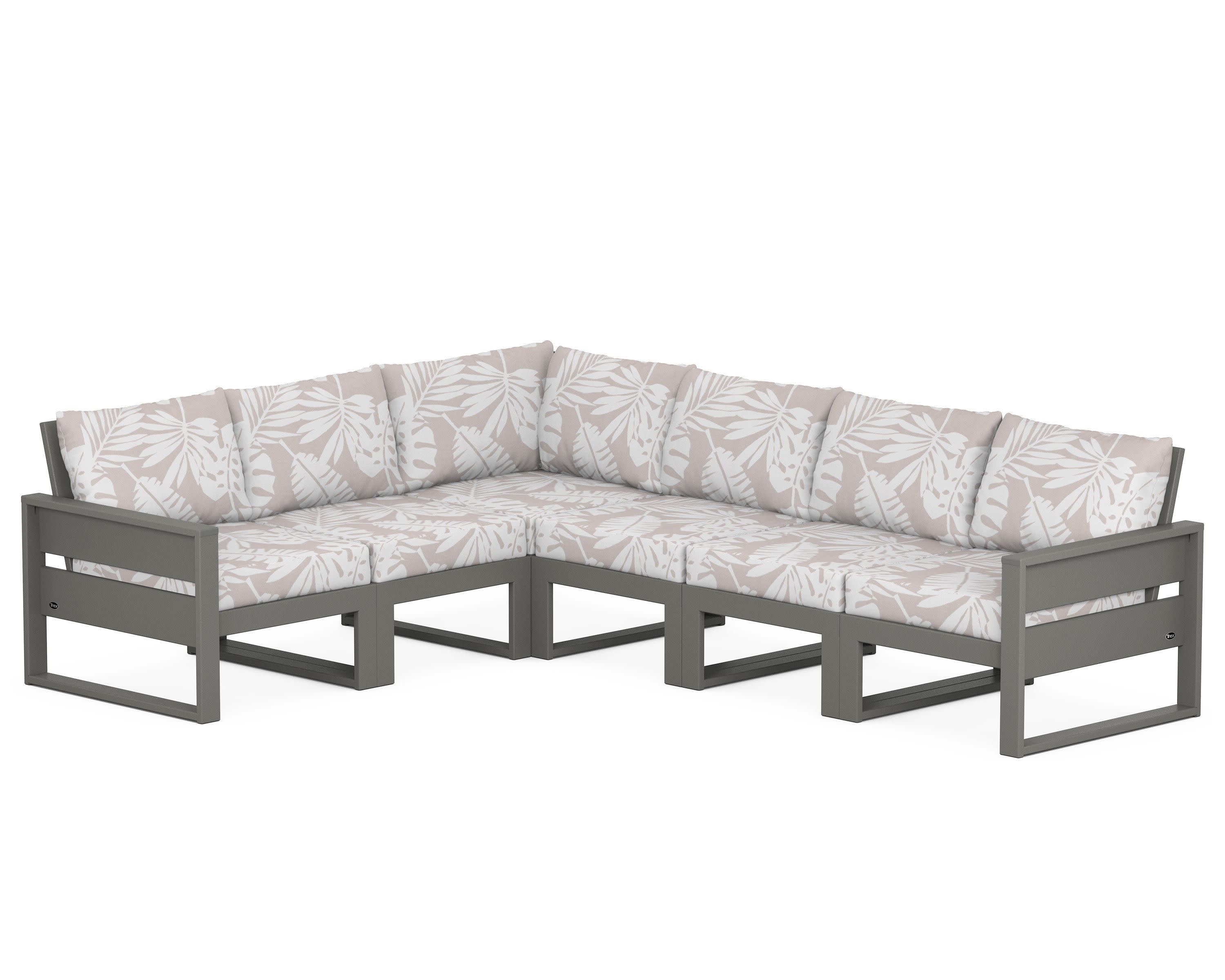 Eastport 6-Piece Sectional in Stepping Stone / Leaf Dune Burlap