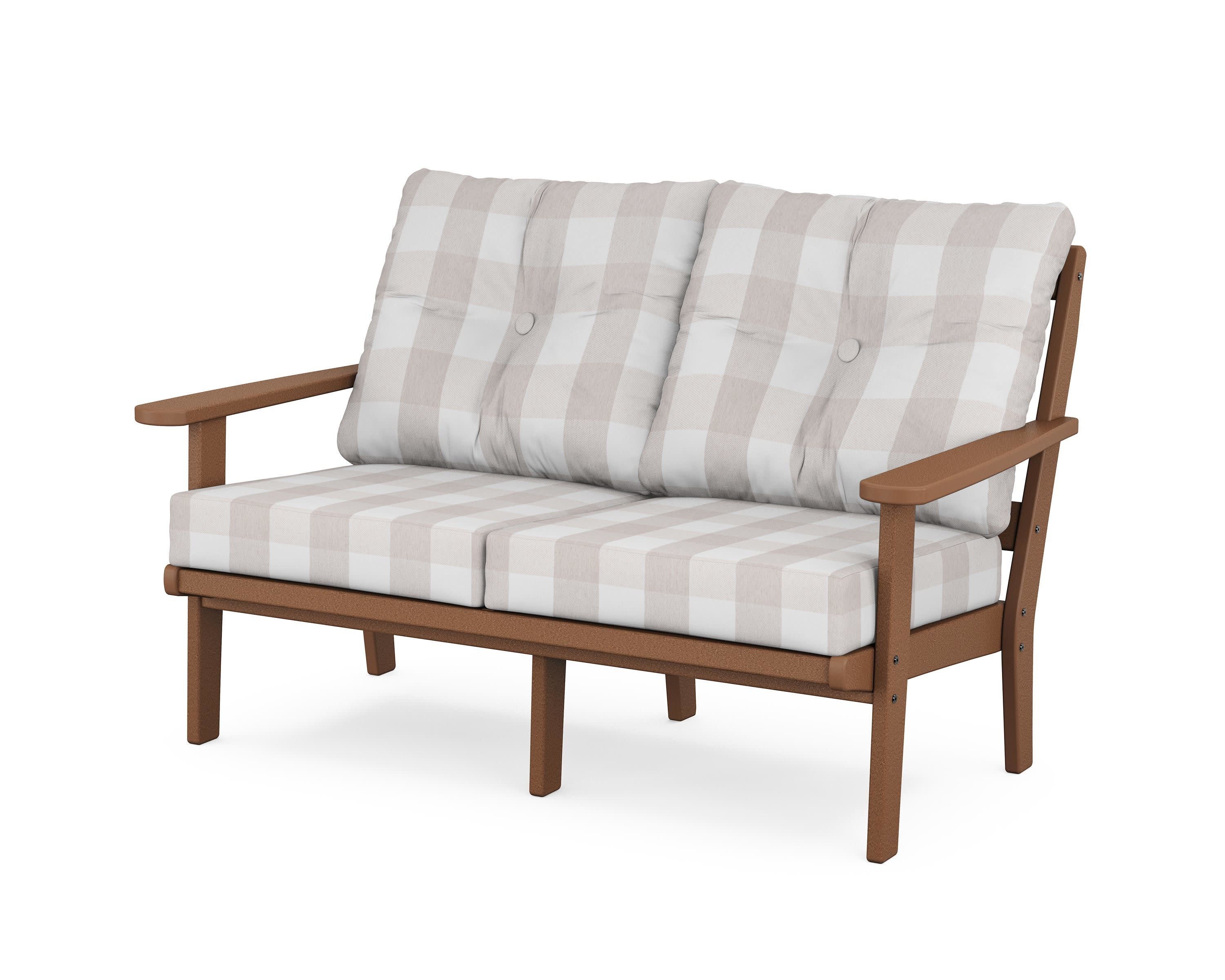 Cape Cod Deep Seating Loveseat in Tree House / Buffalo Plaid Dune Burlap