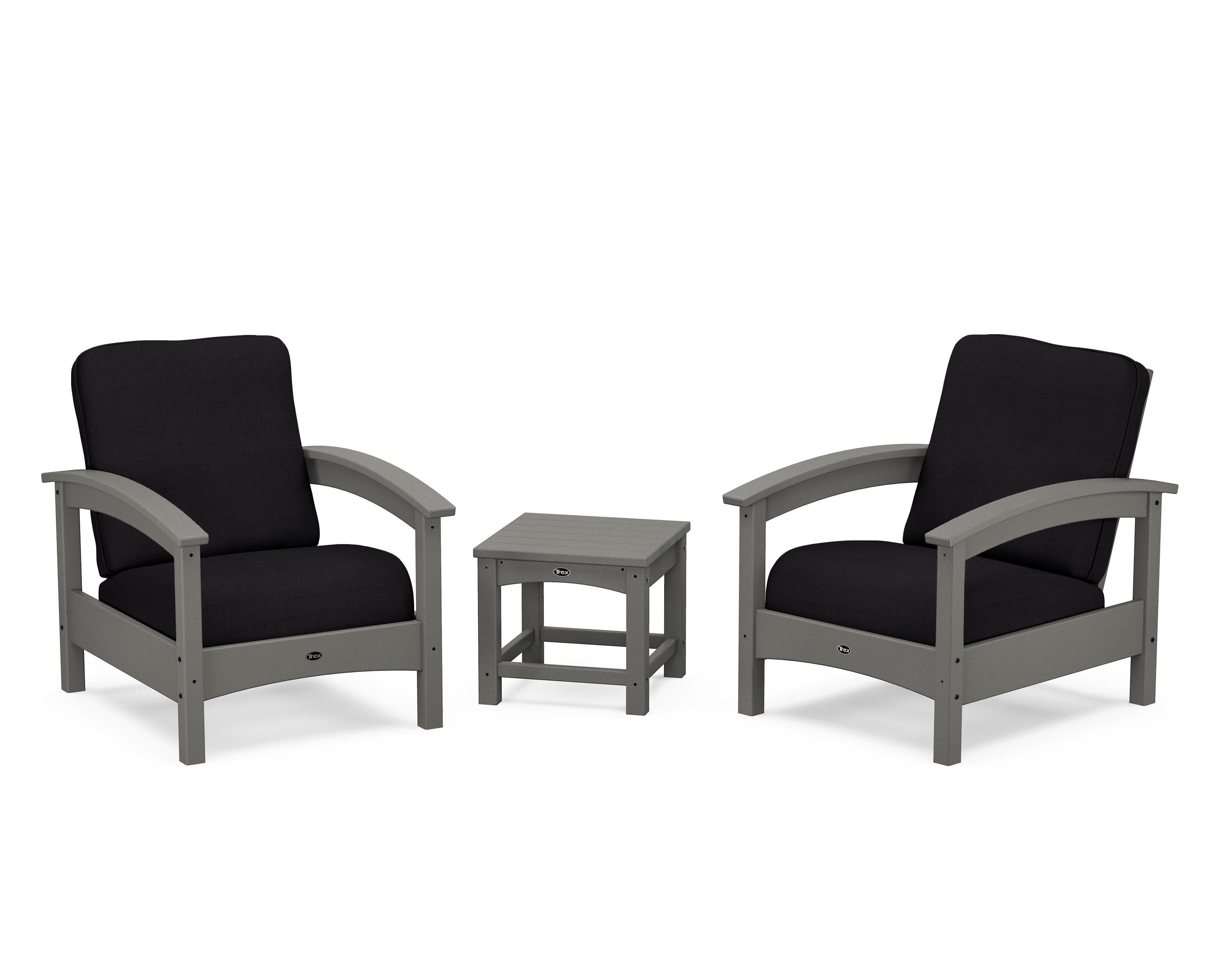 Rockport Club 3-Piece Deep Seating Conversation Set in Stepping Stone / Midnight Linen