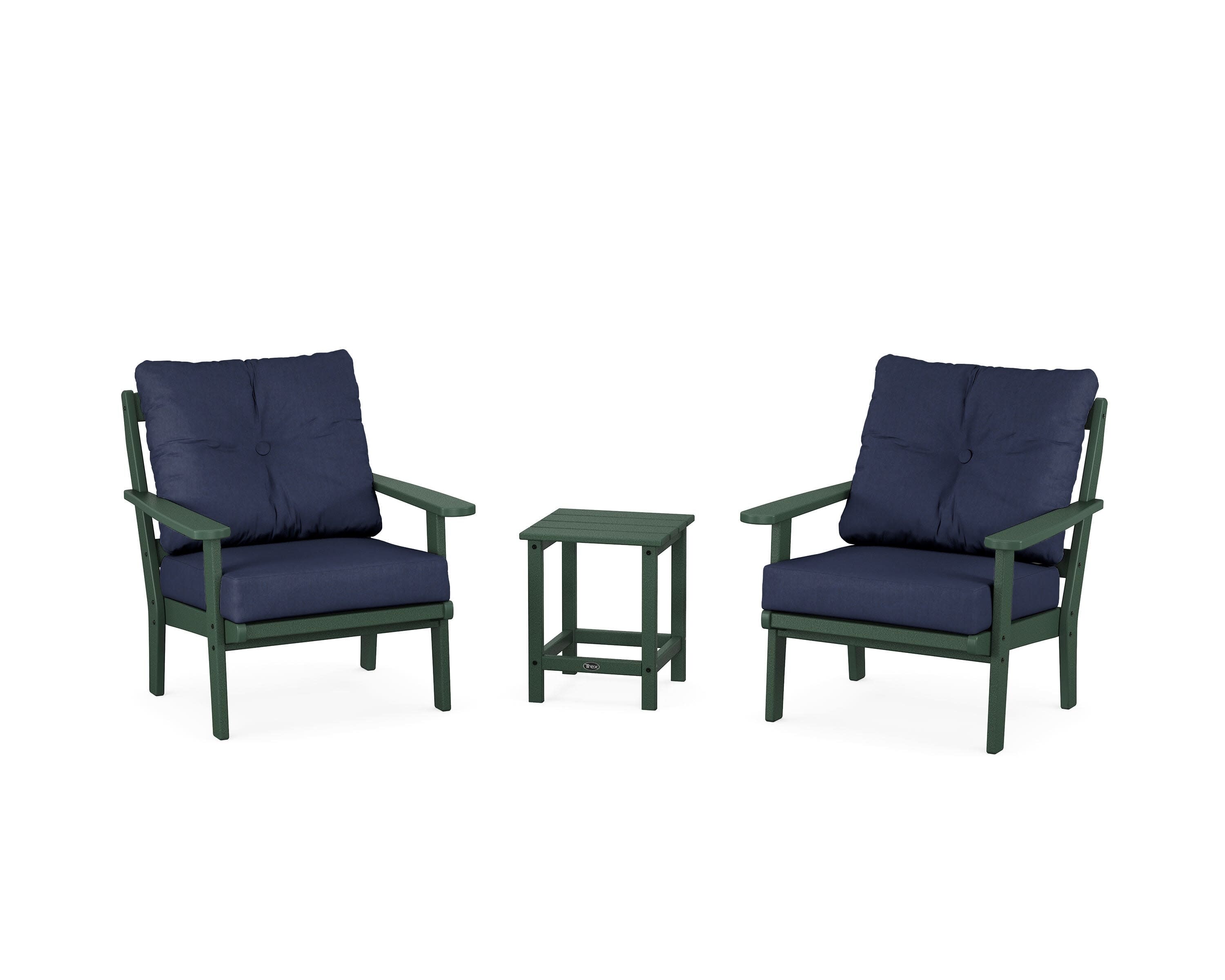 Cape Cod 3-Piece Deep Seating Set in Rainforest Canopy / Spectrum Indigo